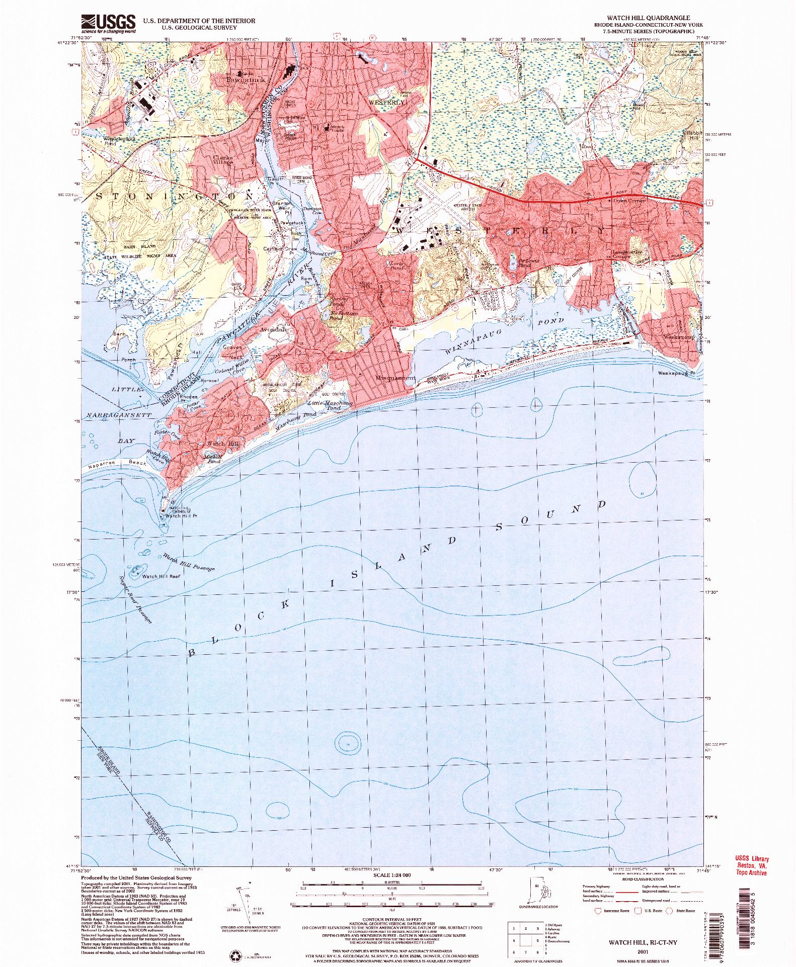 USGS 1:24000-SCALE QUADRANGLE FOR WATCH HILL, RI 2001