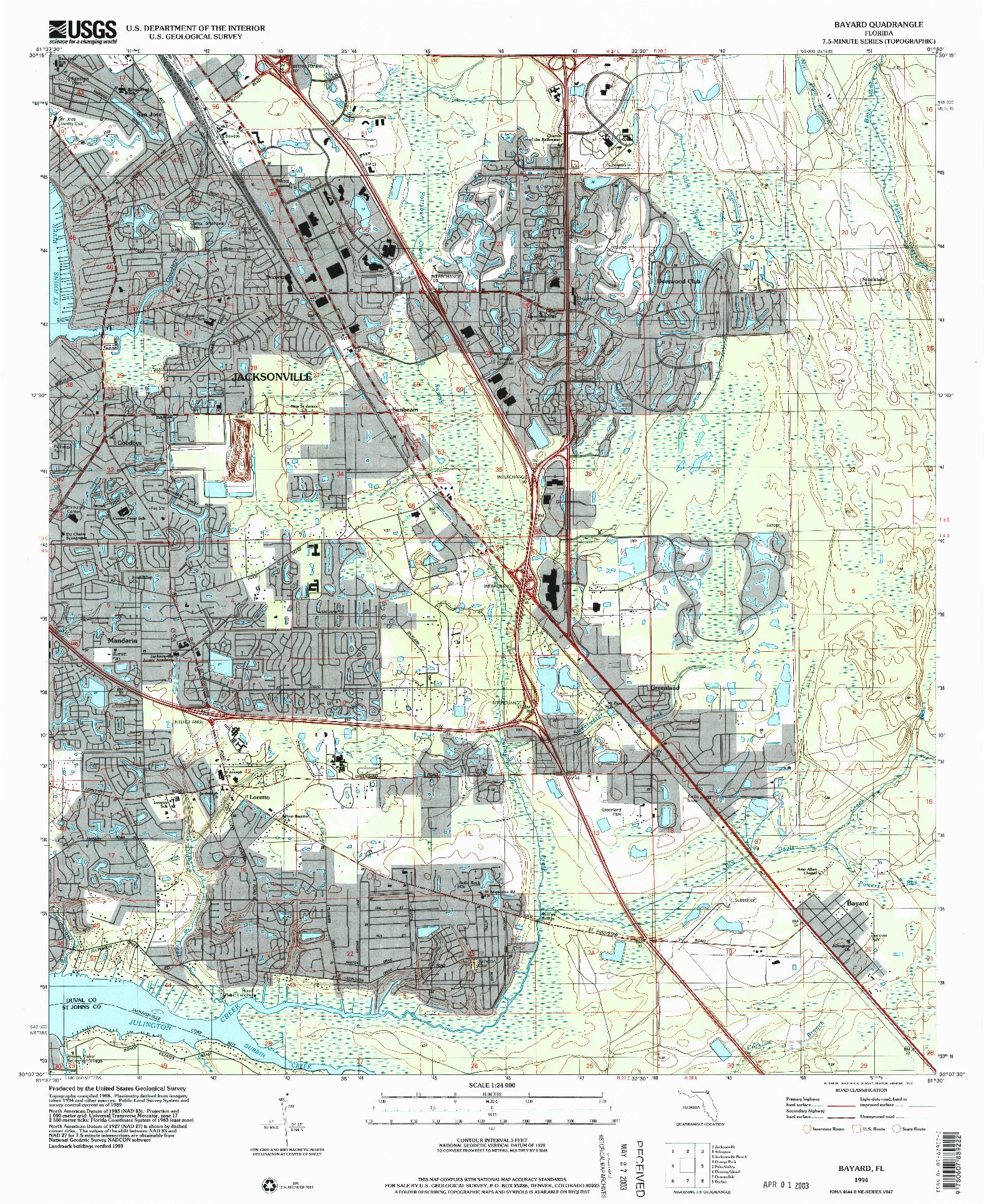 USGS 1:24000-SCALE QUADRANGLE FOR BAYARD, FL 1994