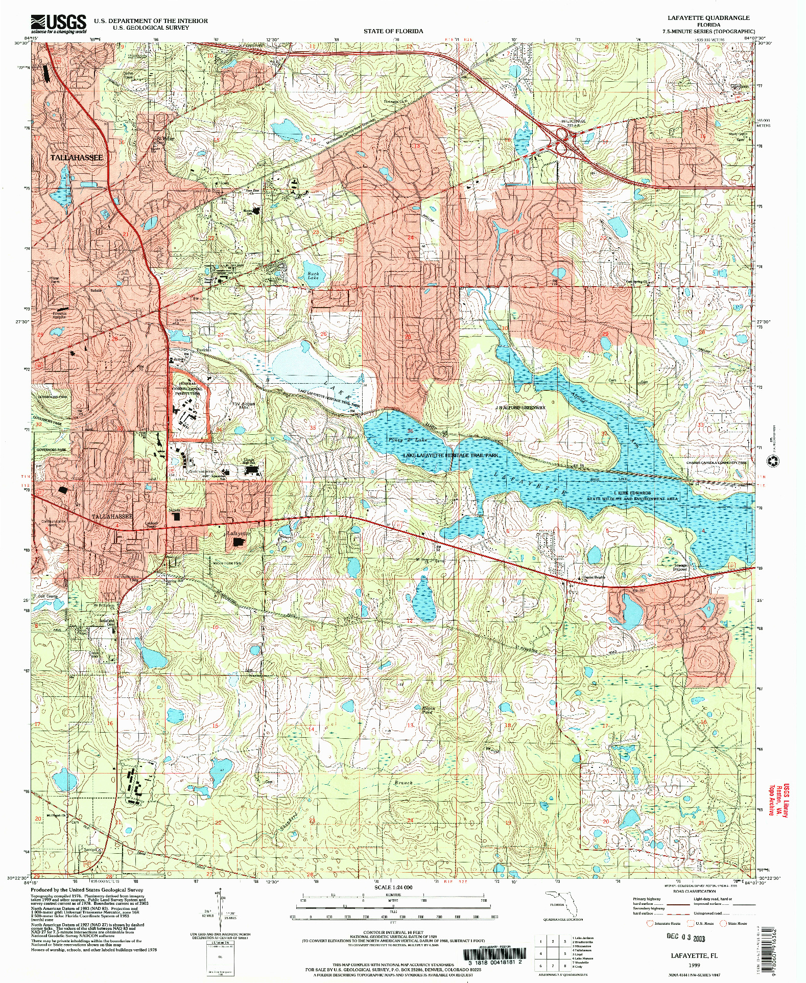 USGS 1:24000-SCALE QUADRANGLE FOR LAFAYETTE, FL 1999