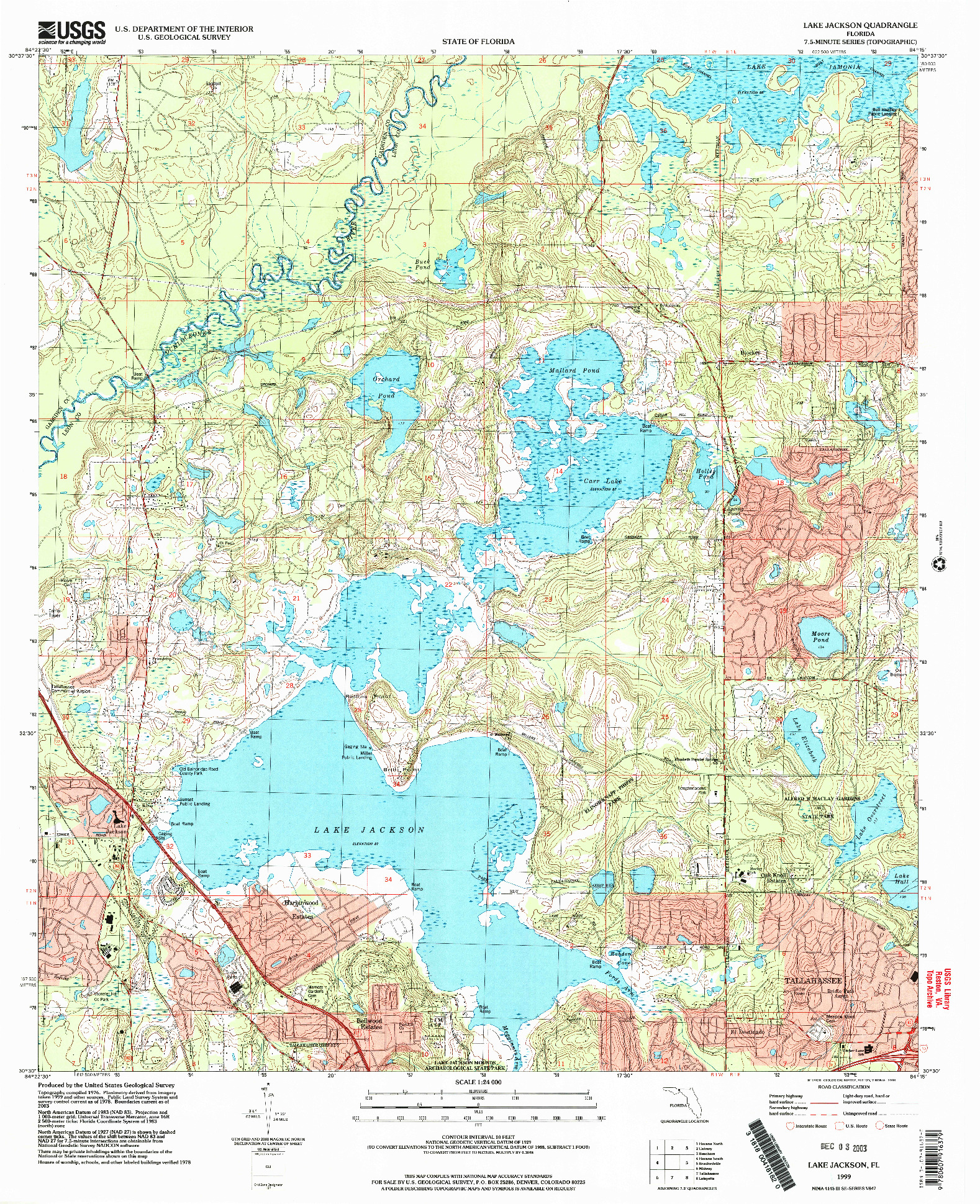 USGS 1:24000-SCALE QUADRANGLE FOR LAKE JACKSON, FL 1999