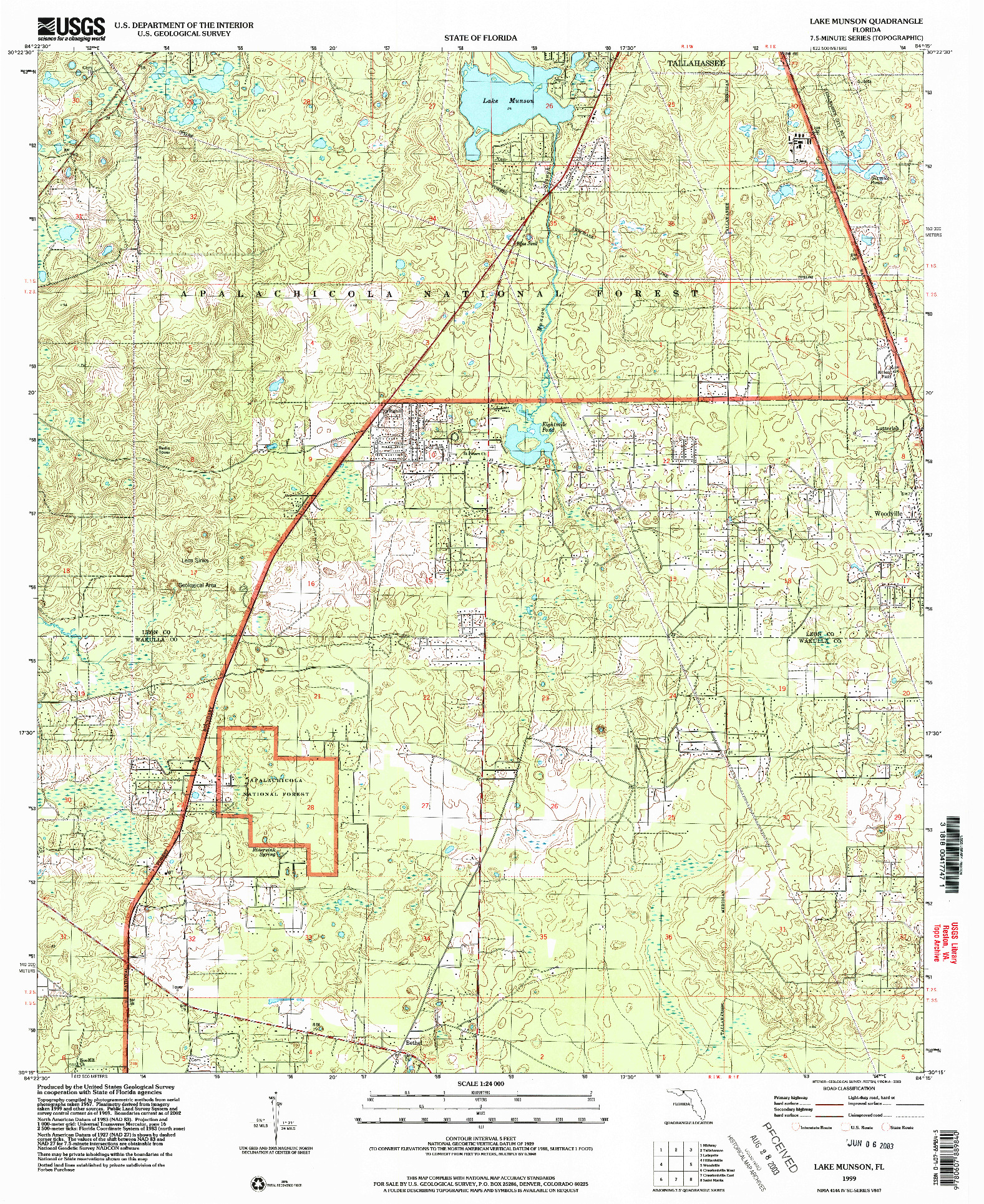USGS 1:24000-SCALE QUADRANGLE FOR LAKE MUNSON, FL 1999