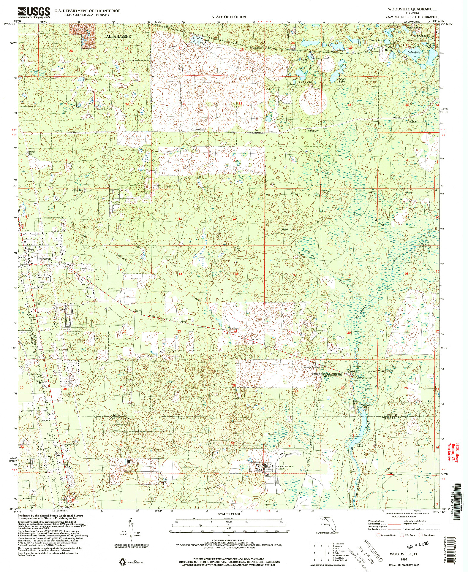 USGS 1:24000-SCALE QUADRANGLE FOR WOODVILLE, FL 1999