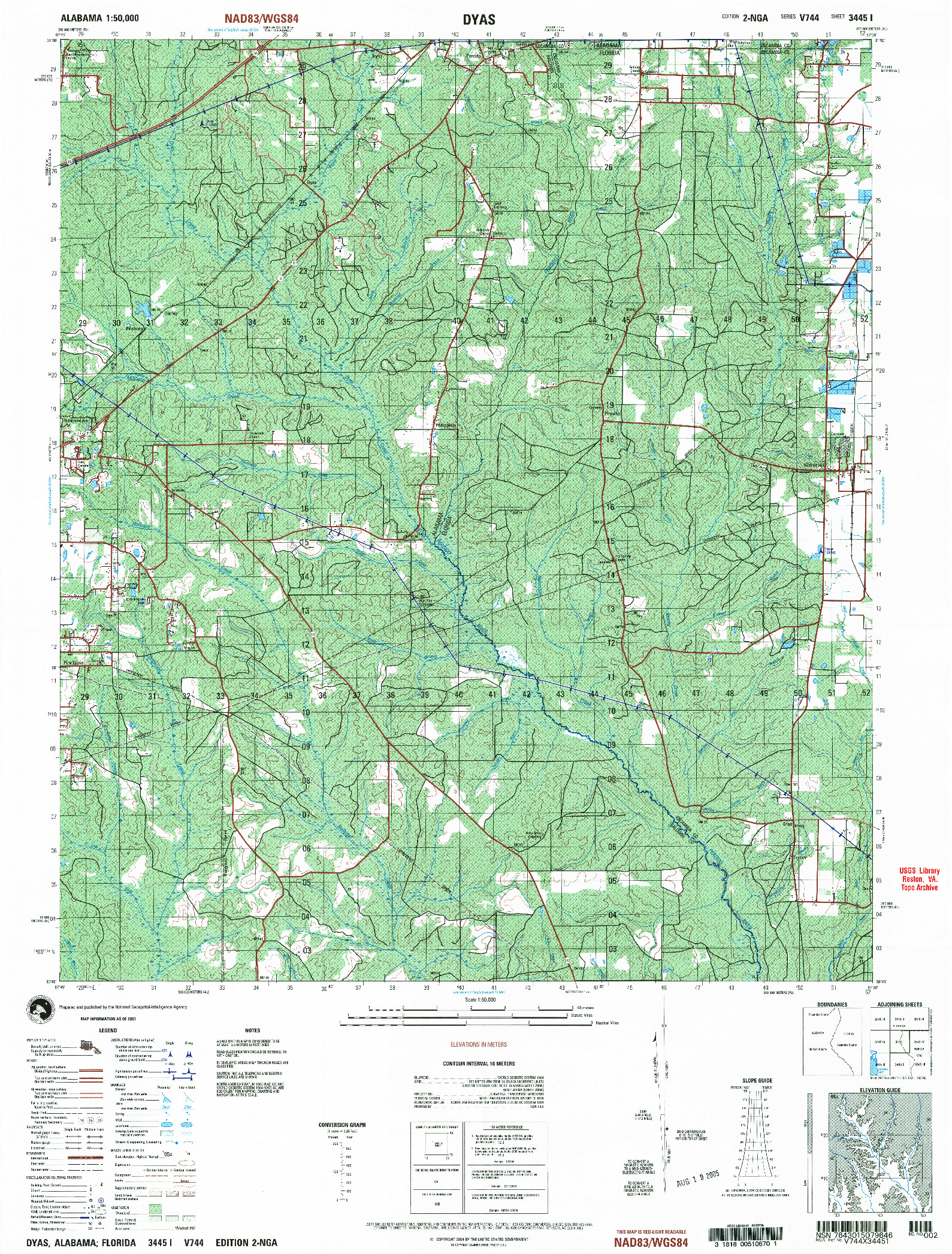 USGS 1:50000-SCALE QUADRANGLE FOR DYAS, AL 2003