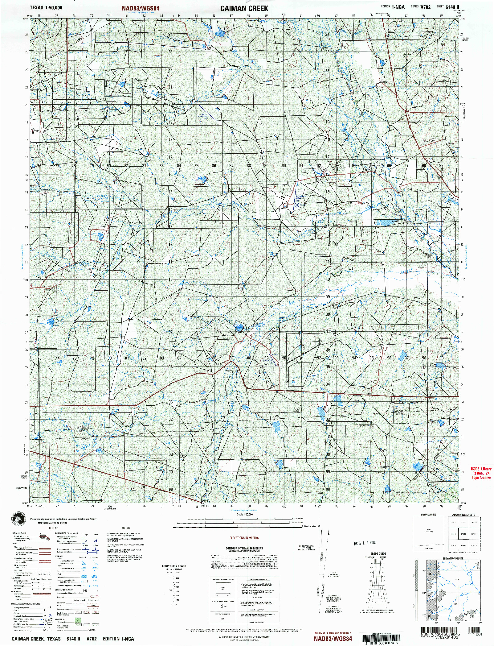 USGS 1:50000-SCALE QUADRANGLE FOR CAIMAN CREEK, TX 2003