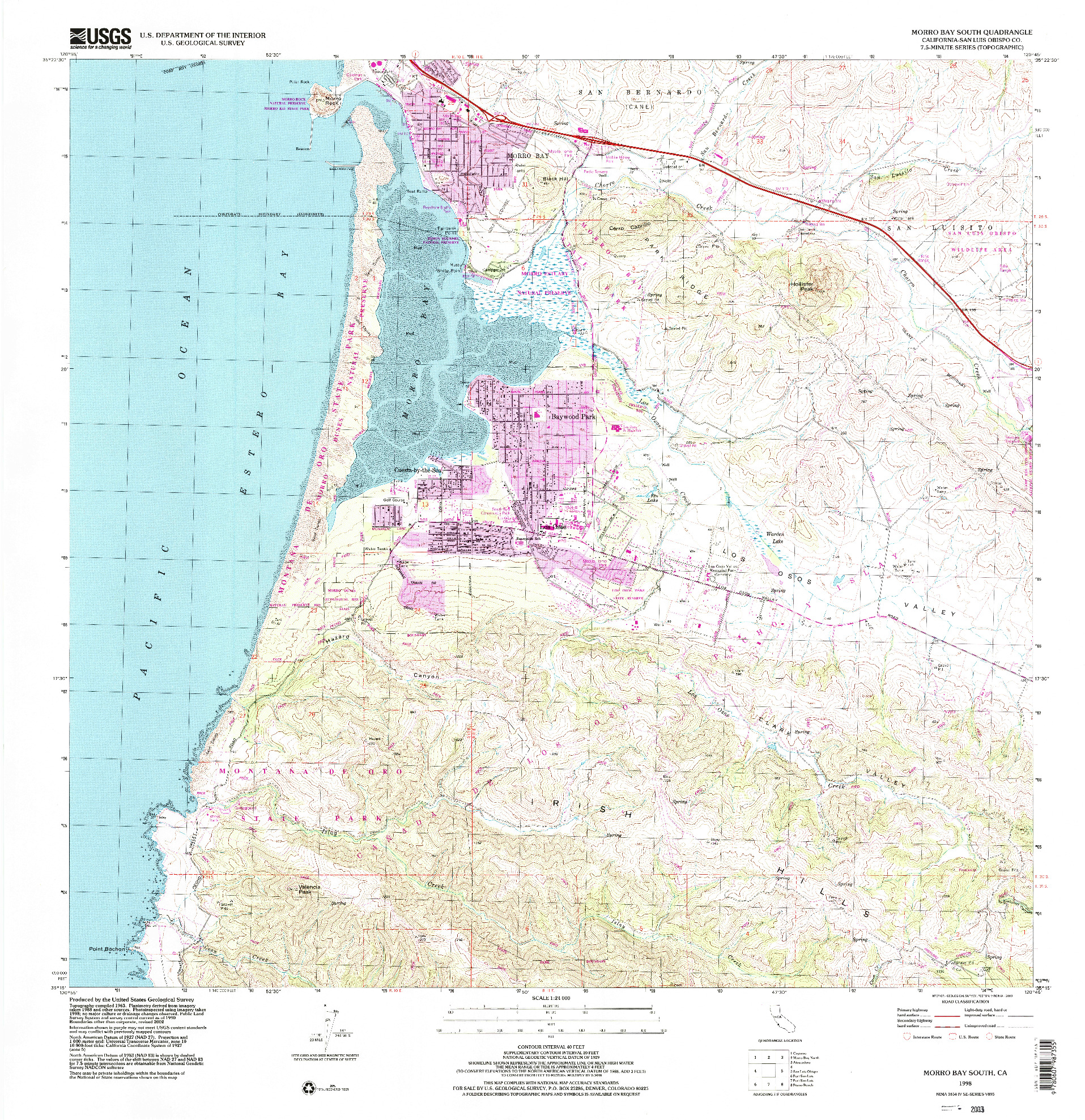 USGS 1:24000-SCALE QUADRANGLE FOR MORRO BAY SOUTH, CA 1998