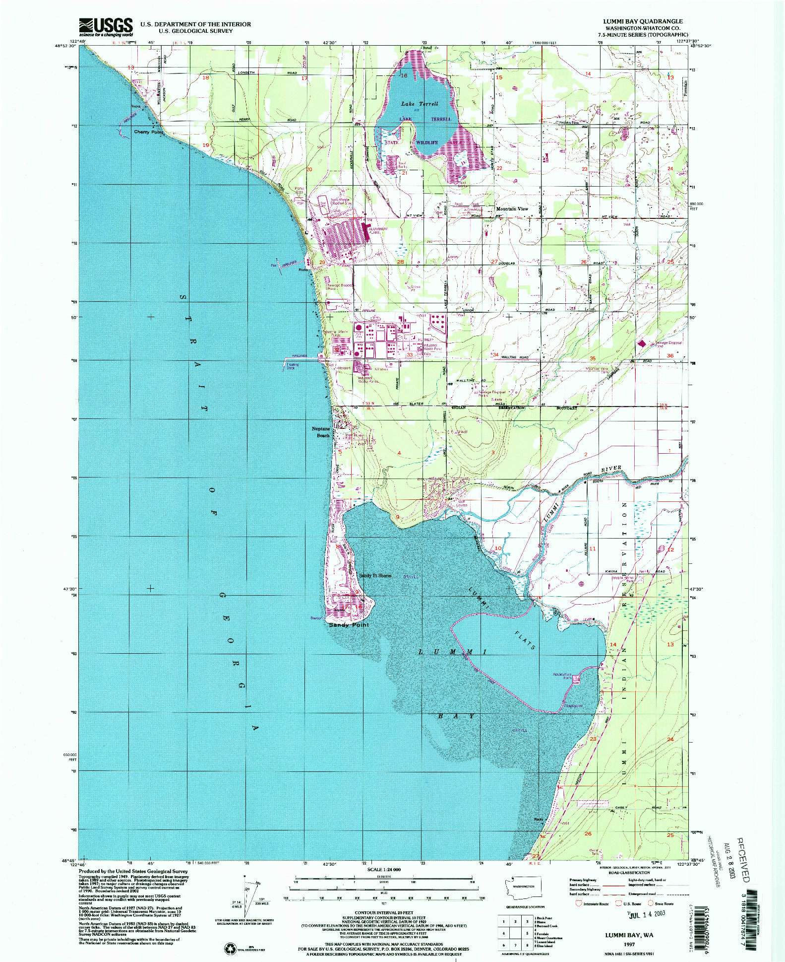USGS 1:24000-SCALE QUADRANGLE FOR LUMMI BAY, WA 1997