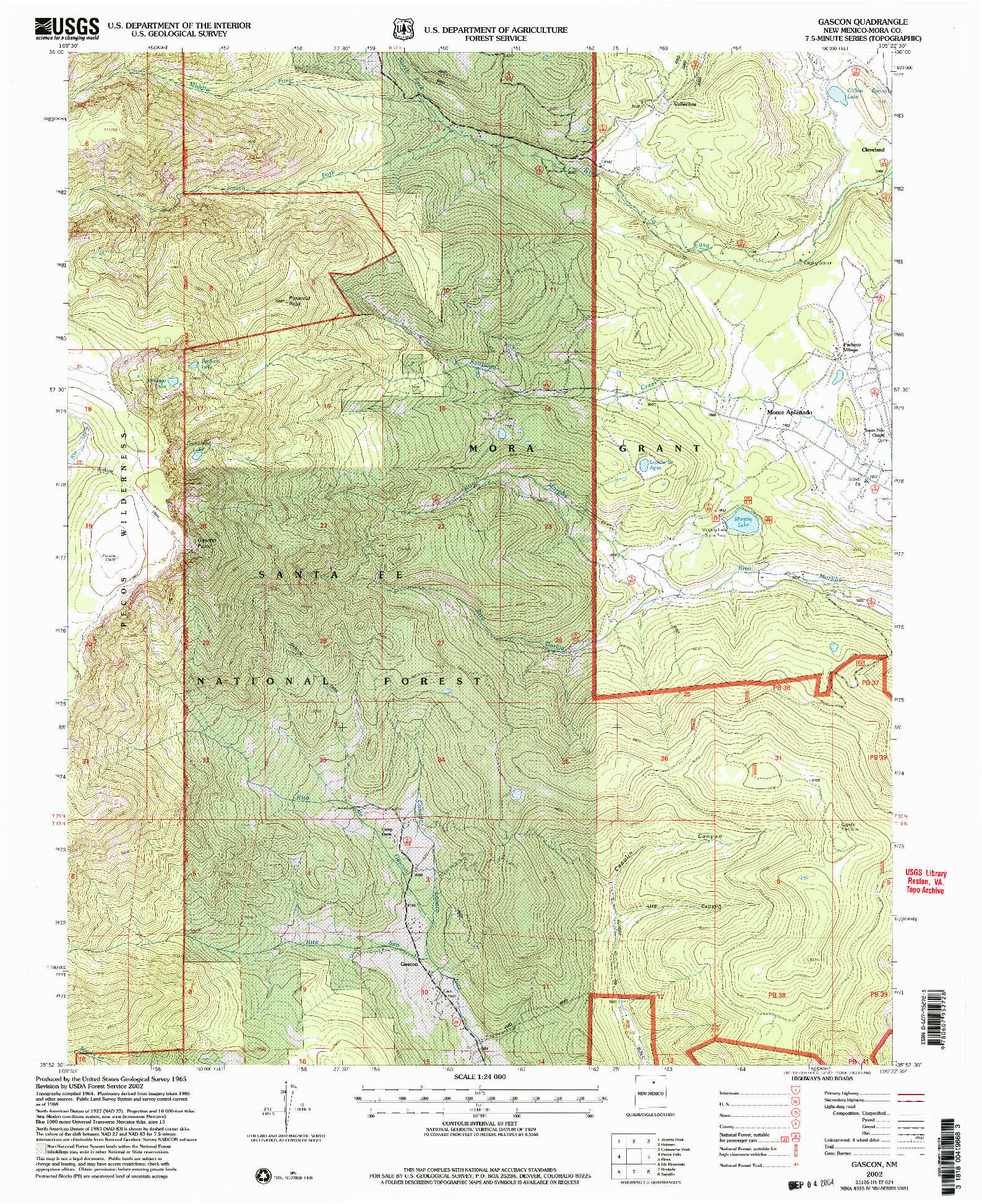 USGS 1:24000-SCALE QUADRANGLE FOR GASCON, NM 2002