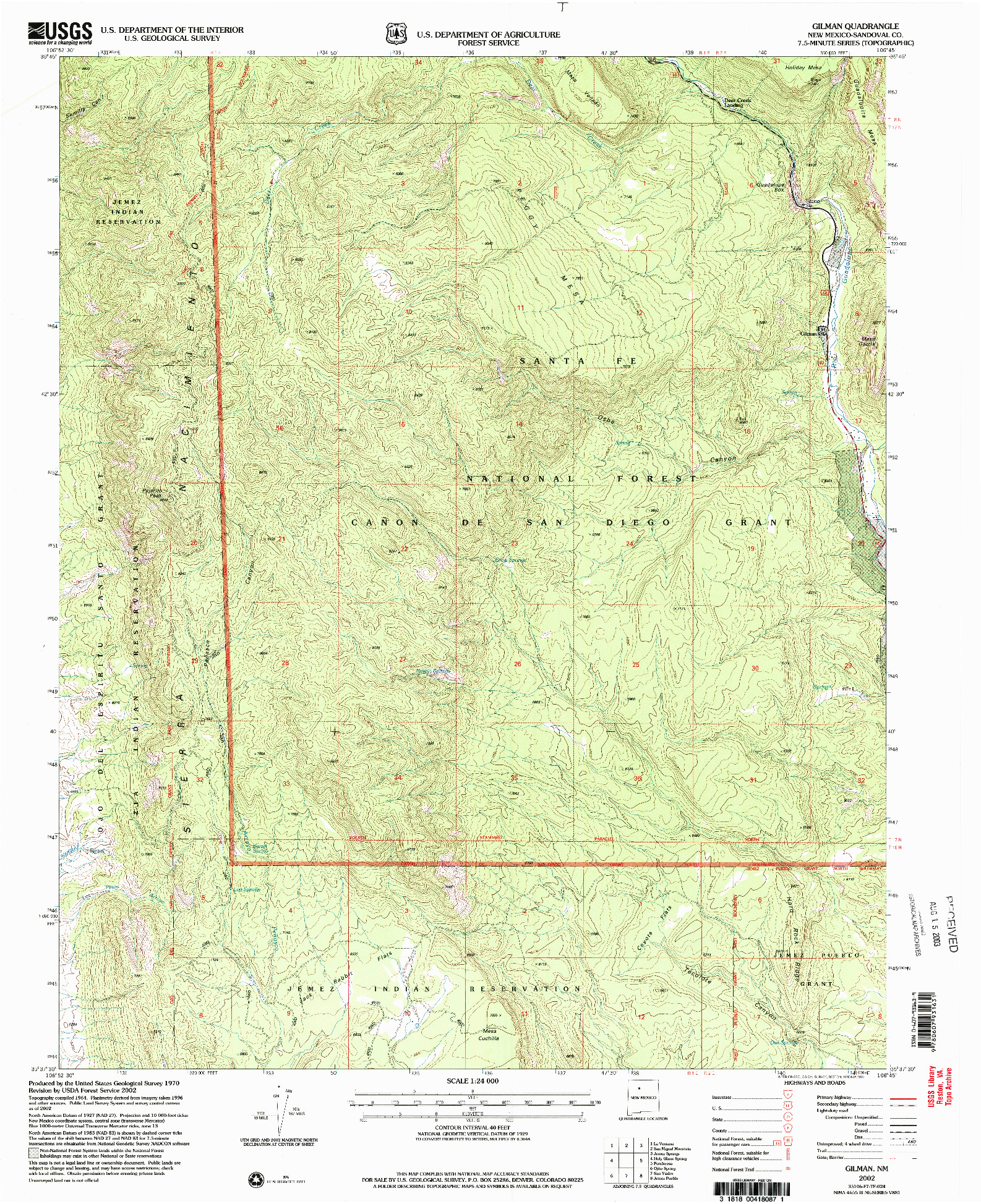 USGS 1:24000-SCALE QUADRANGLE FOR GILMAN, NM 2002