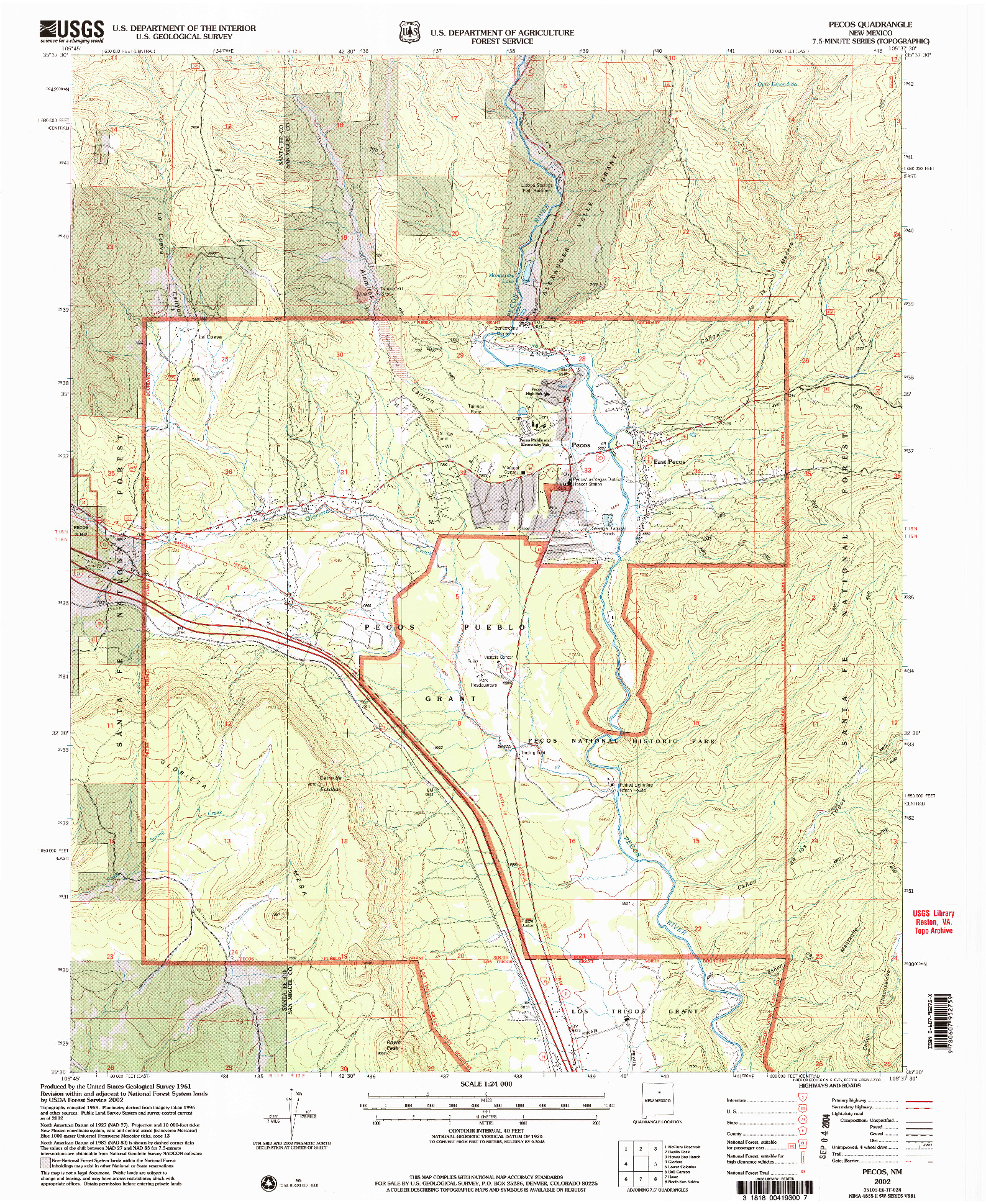 USGS 1:24000-SCALE QUADRANGLE FOR PECOS, NM 2002