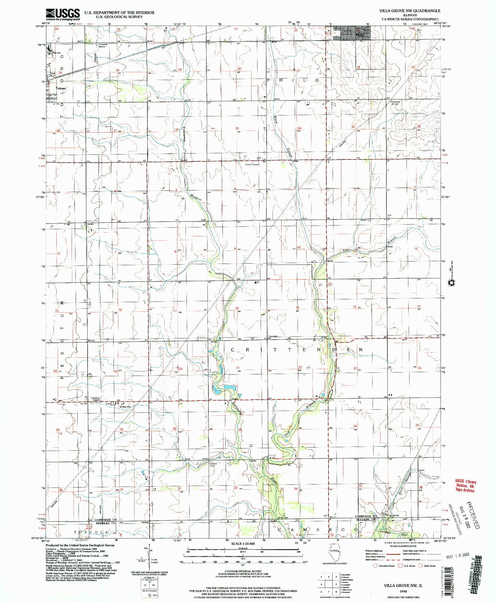 USGS 1:24000-SCALE QUADRANGLE FOR VILLA GROVE NW, IL 1998