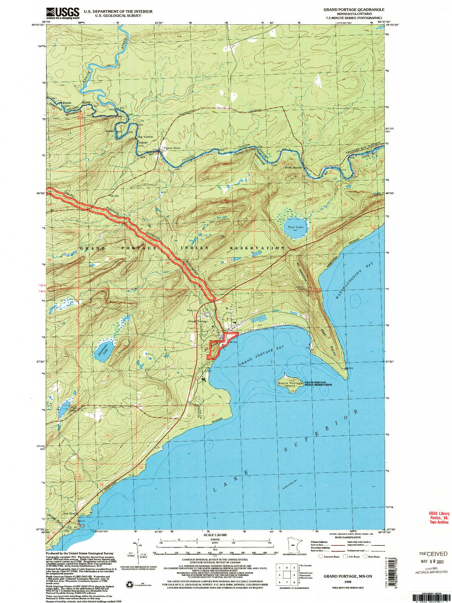 USGS 1:24000-SCALE QUADRANGLE FOR GRAND PORTAGE, MN 1999