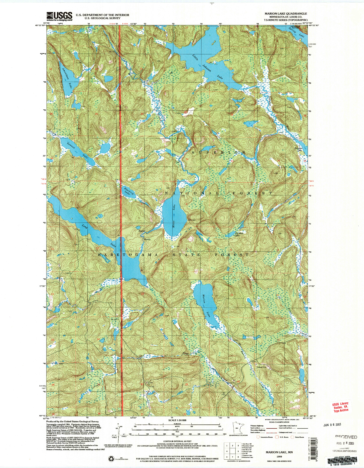 USGS 1:24000-SCALE QUADRANGLE FOR MARION LAKE, MN 1999