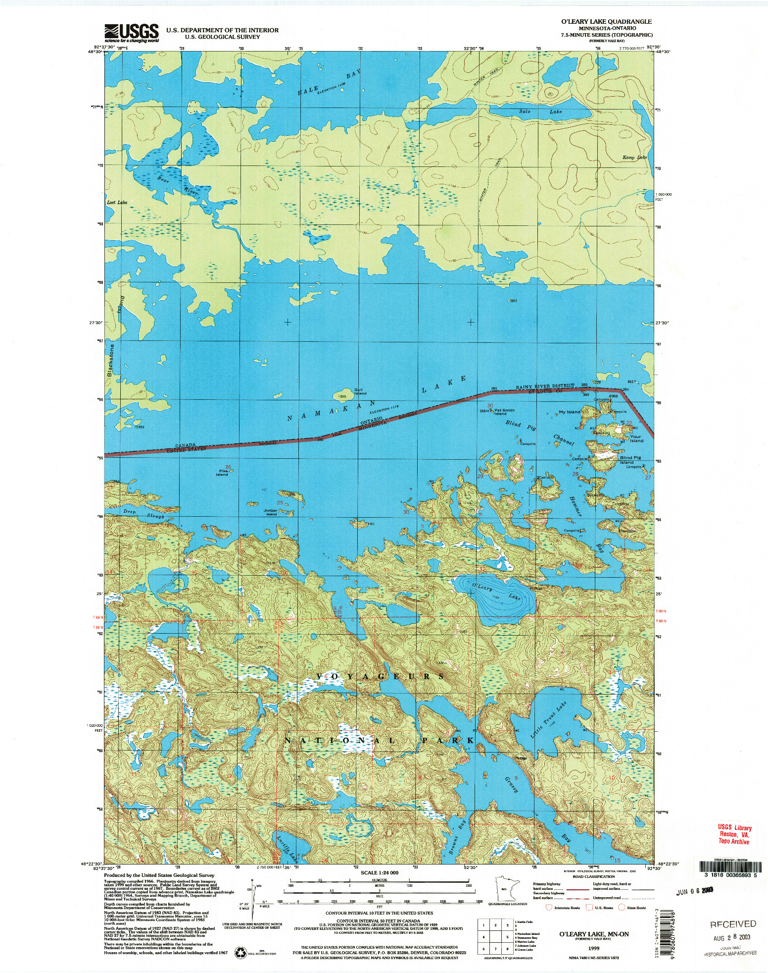 USGS 1:24000-SCALE QUADRANGLE FOR O'LEARY LAKE, MN 1999