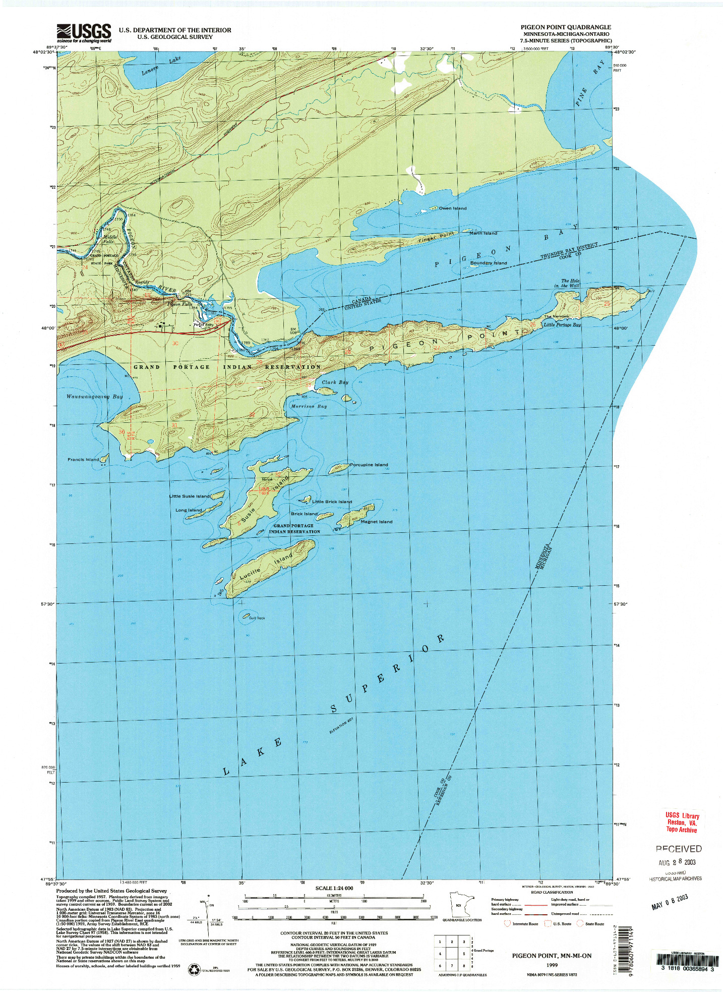 USGS 1:24000-SCALE QUADRANGLE FOR PIGEON POINT, MN 1999
