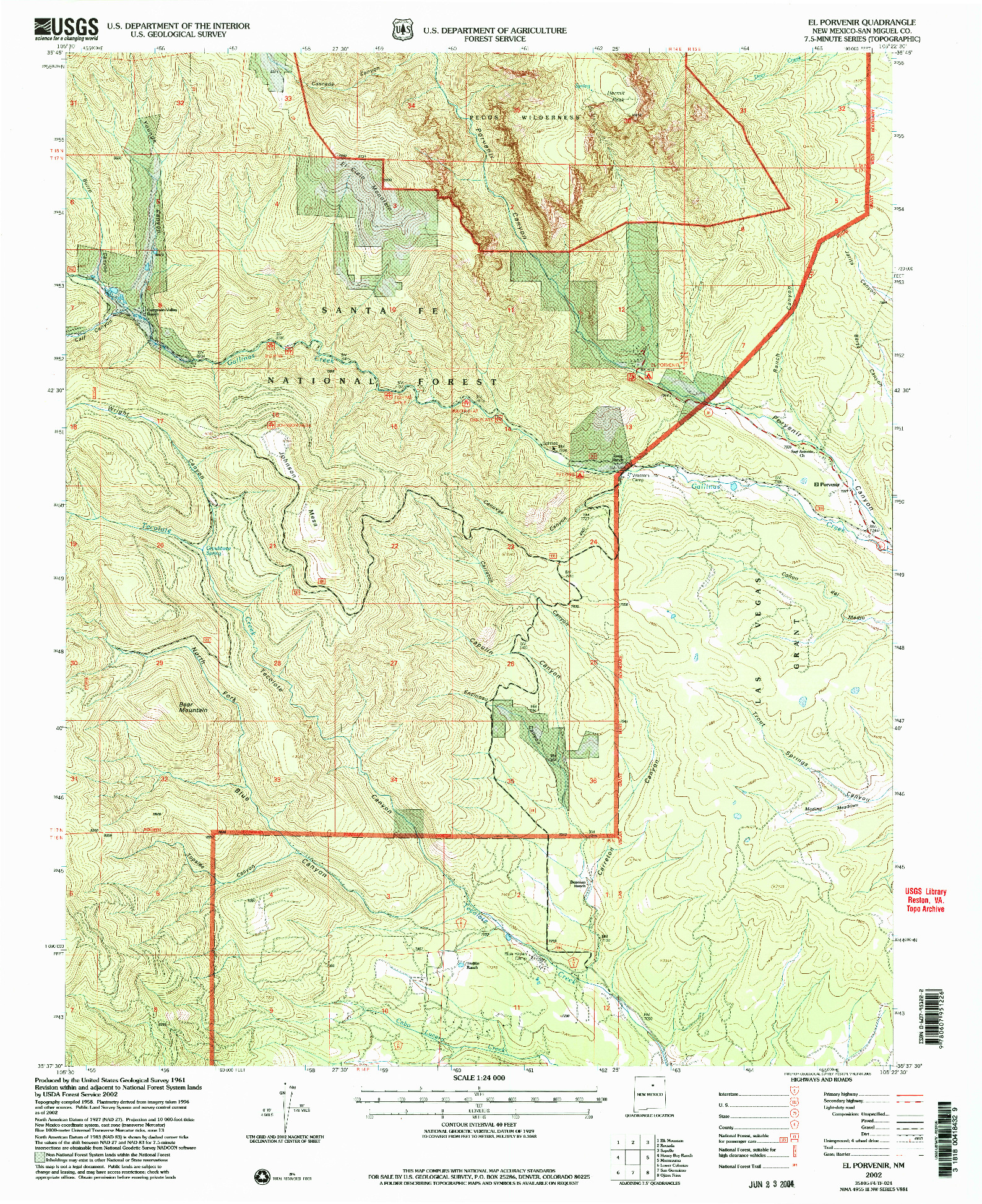 USGS 1:24000-SCALE QUADRANGLE FOR EL PORVENIR, NM 2002