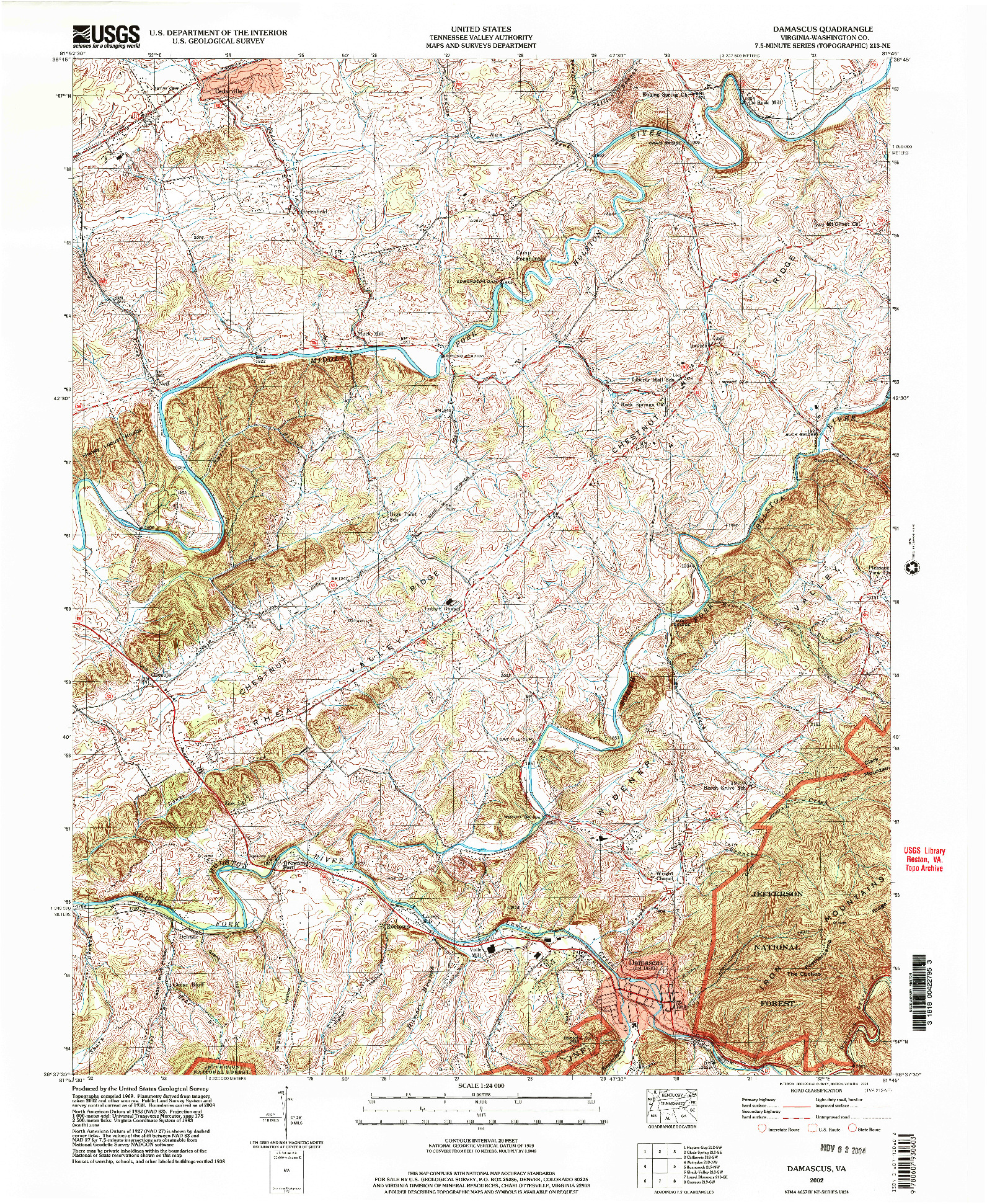 USGS 1:24000-SCALE QUADRANGLE FOR DAMASCUS, VA 2002