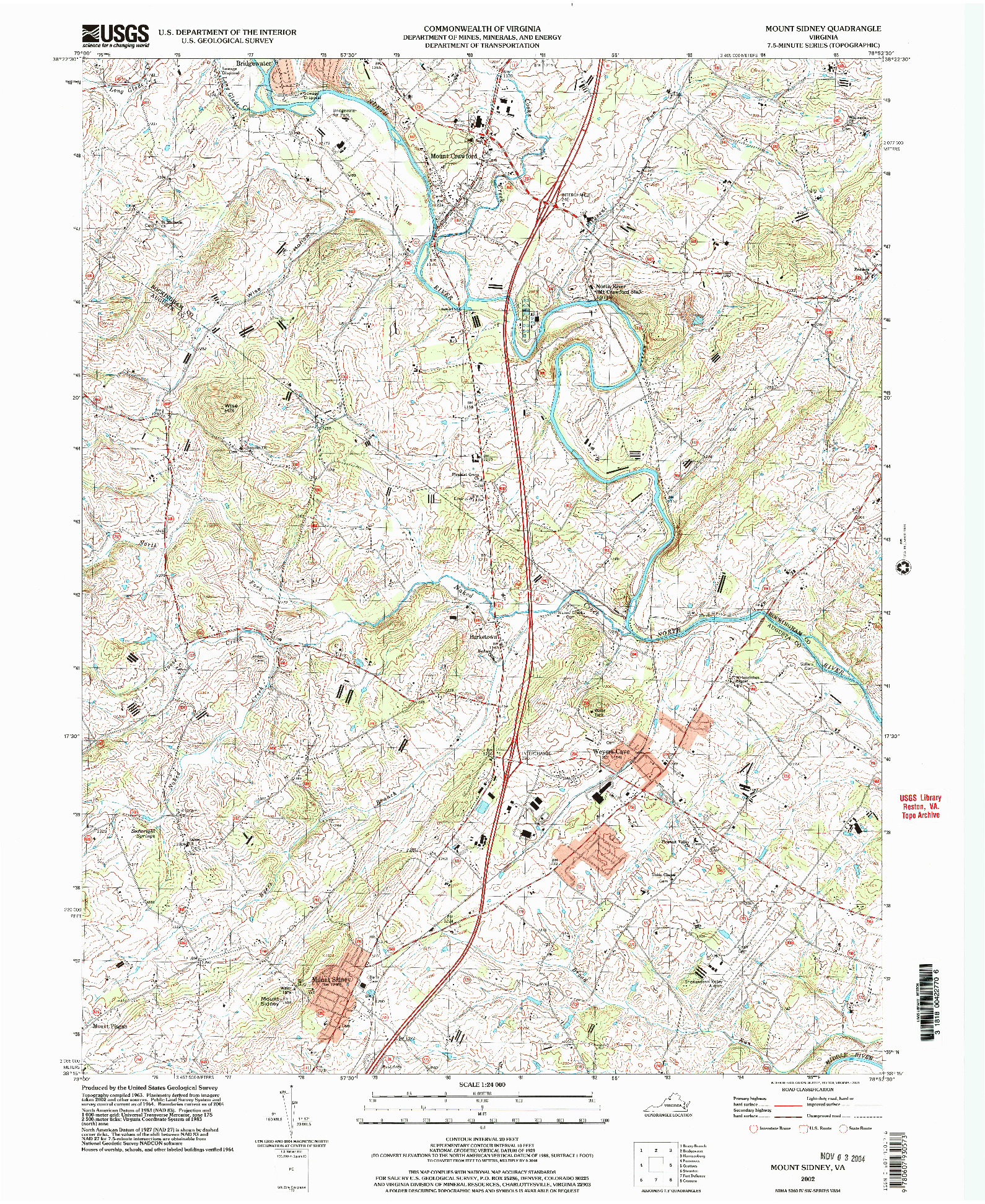 USGS 1:24000-SCALE QUADRANGLE FOR MOUNT SIDNEY, VA 2002