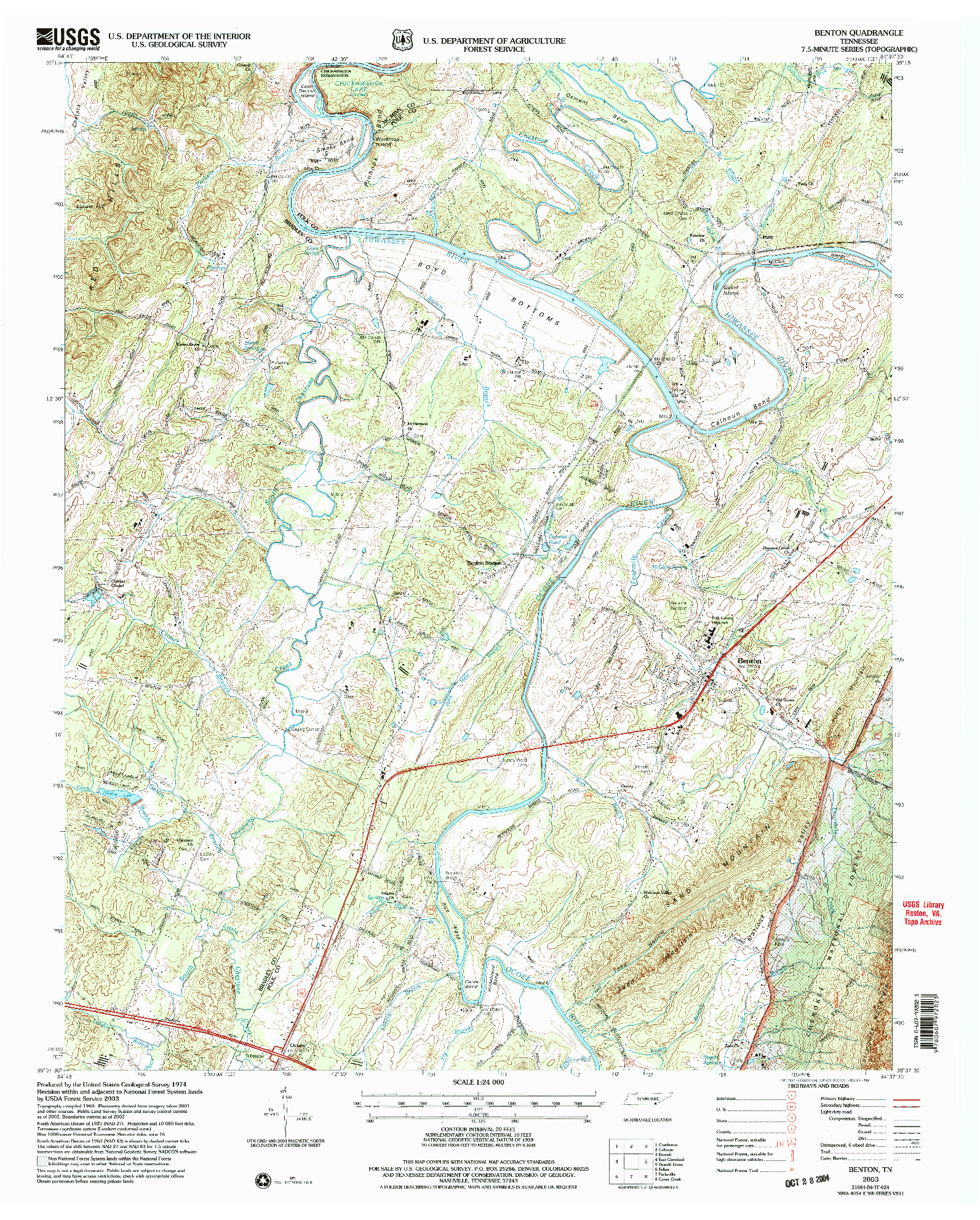 USGS 1:24000-SCALE QUADRANGLE FOR BENTON, TN 2003
