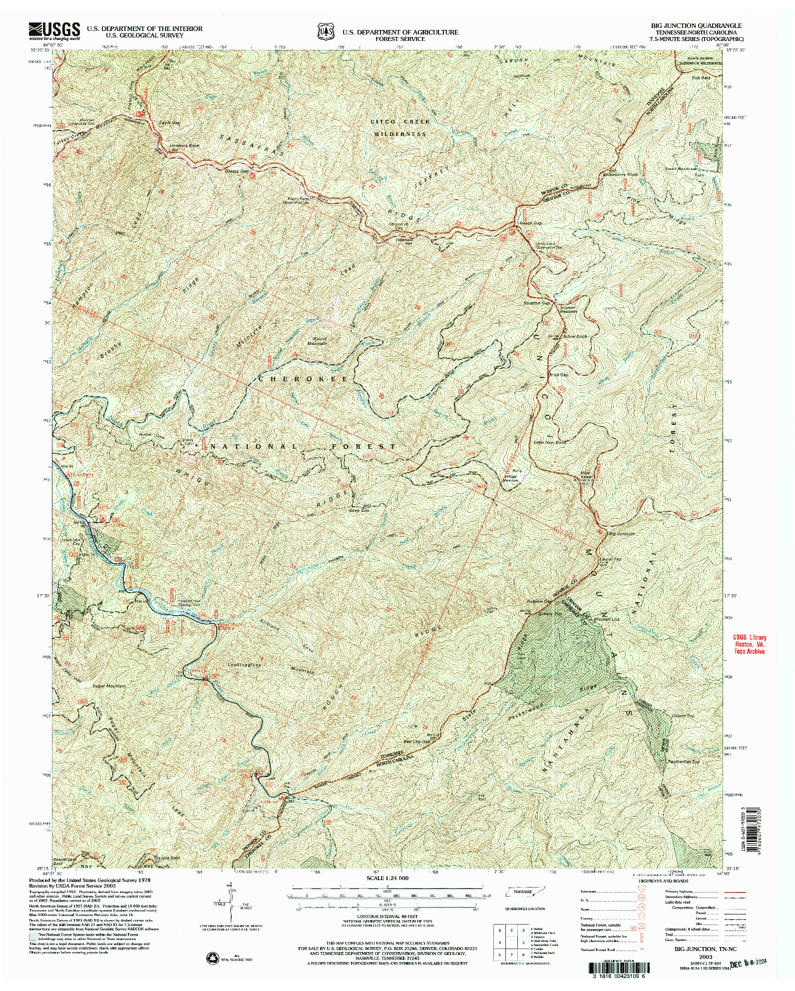 USGS 1:24000-SCALE QUADRANGLE FOR BIG JUNCTION, TN 2003