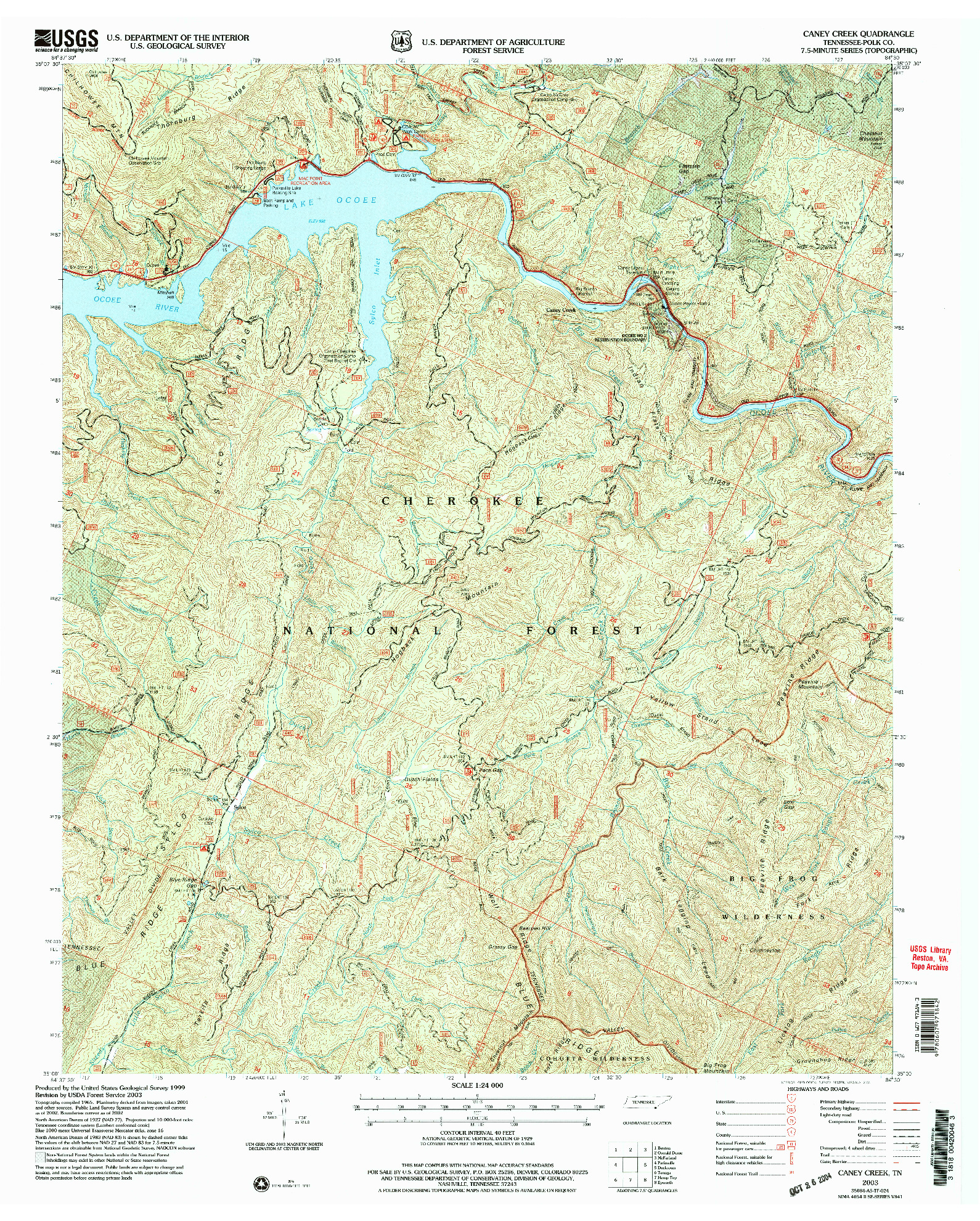 USGS 1:24000-SCALE QUADRANGLE FOR CANEY CREEK, TN 2003
