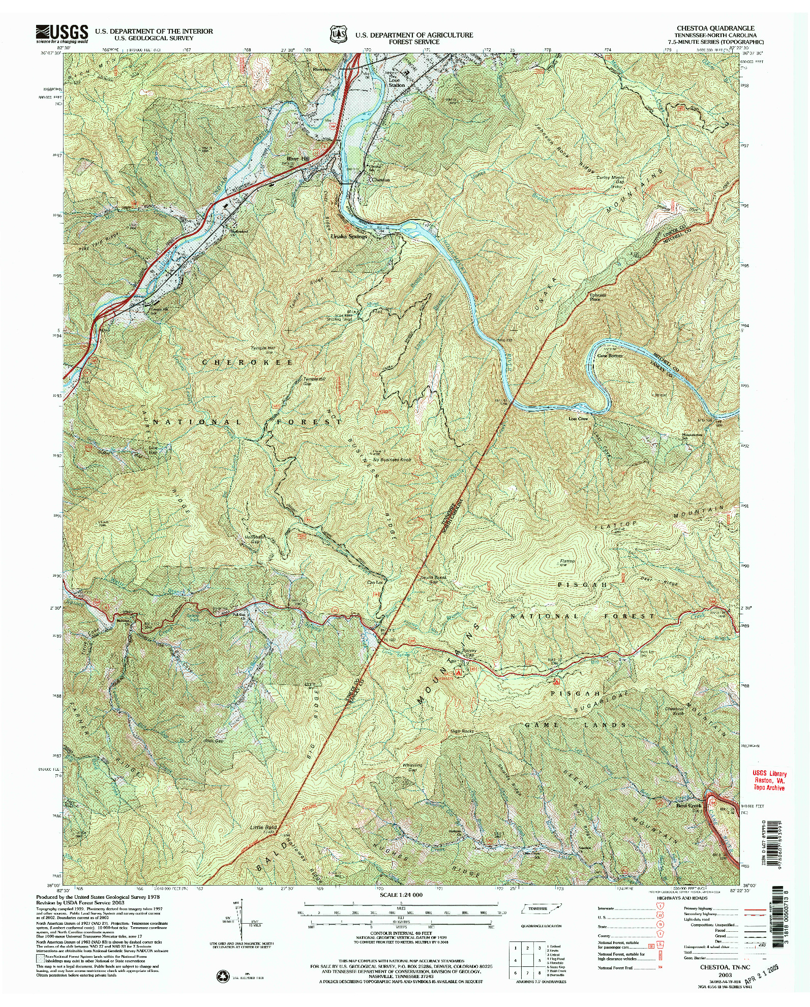 USGS 1:24000-SCALE QUADRANGLE FOR CHESTOA, TN 2003