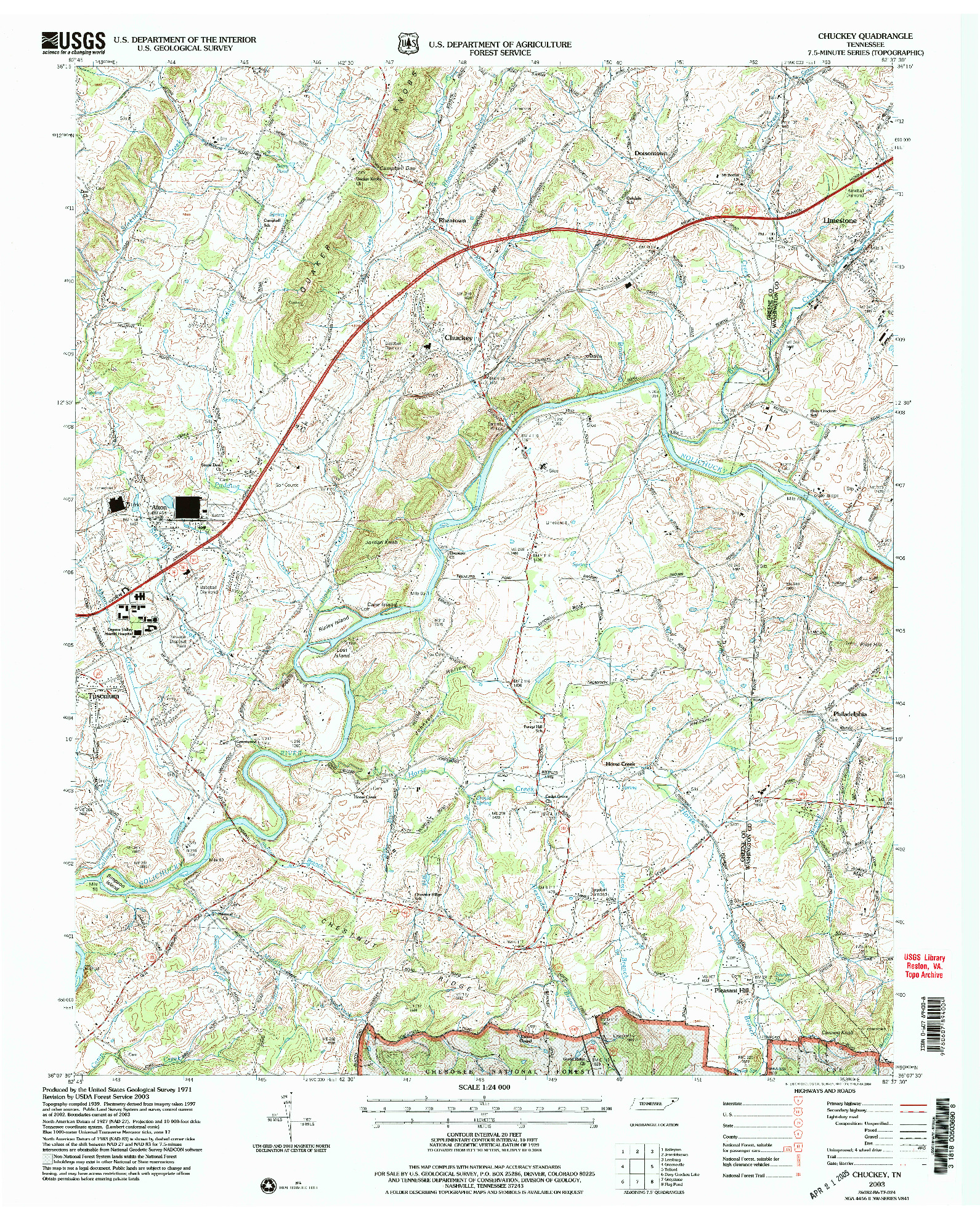 USGS 1:24000-SCALE QUADRANGLE FOR CHUCKEY, TN 2003