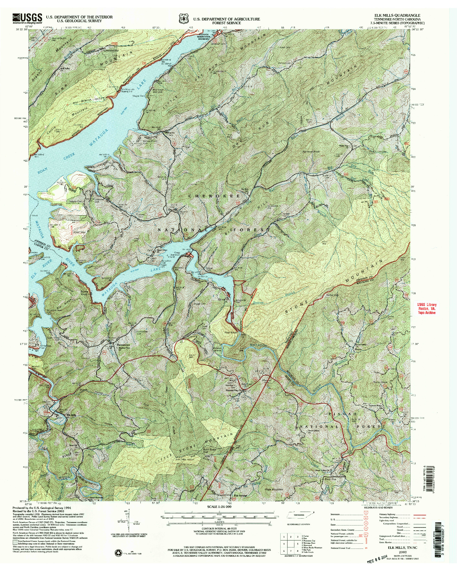 USGS 1:24000-SCALE QUADRANGLE FOR ELK MILLS, TN 2003