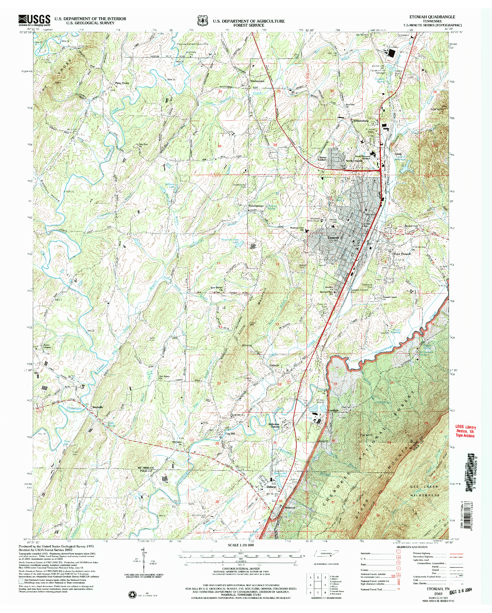 USGS 1:24000-SCALE QUADRANGLE FOR ETOWAH, TN 2003
