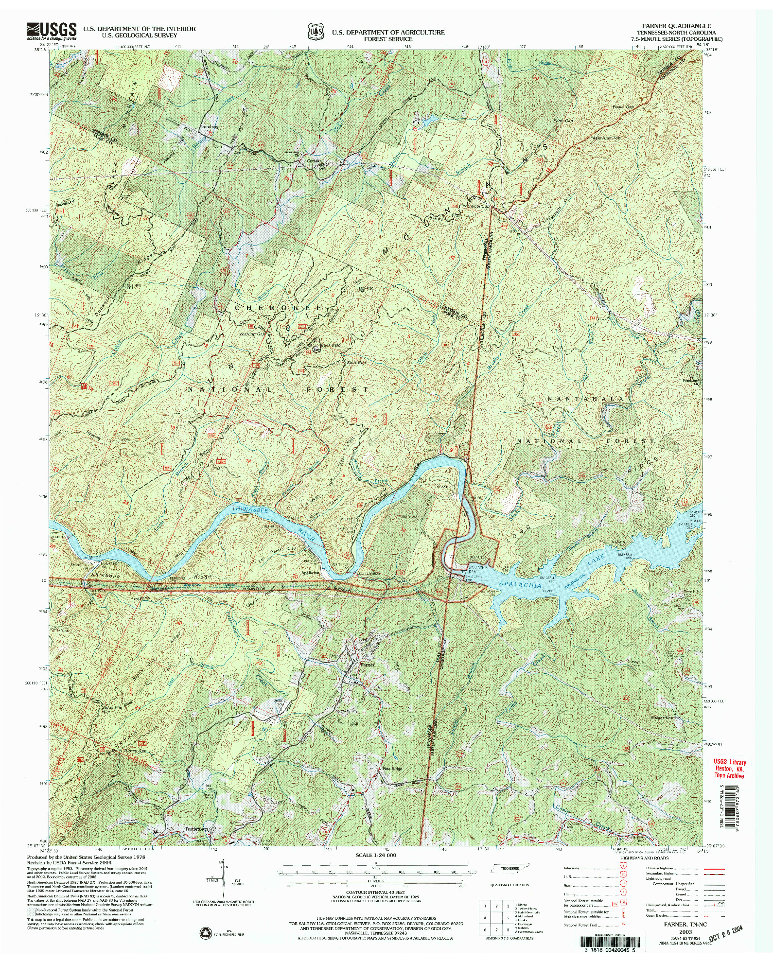 USGS 1:24000-SCALE QUADRANGLE FOR FARNER, TN 2003