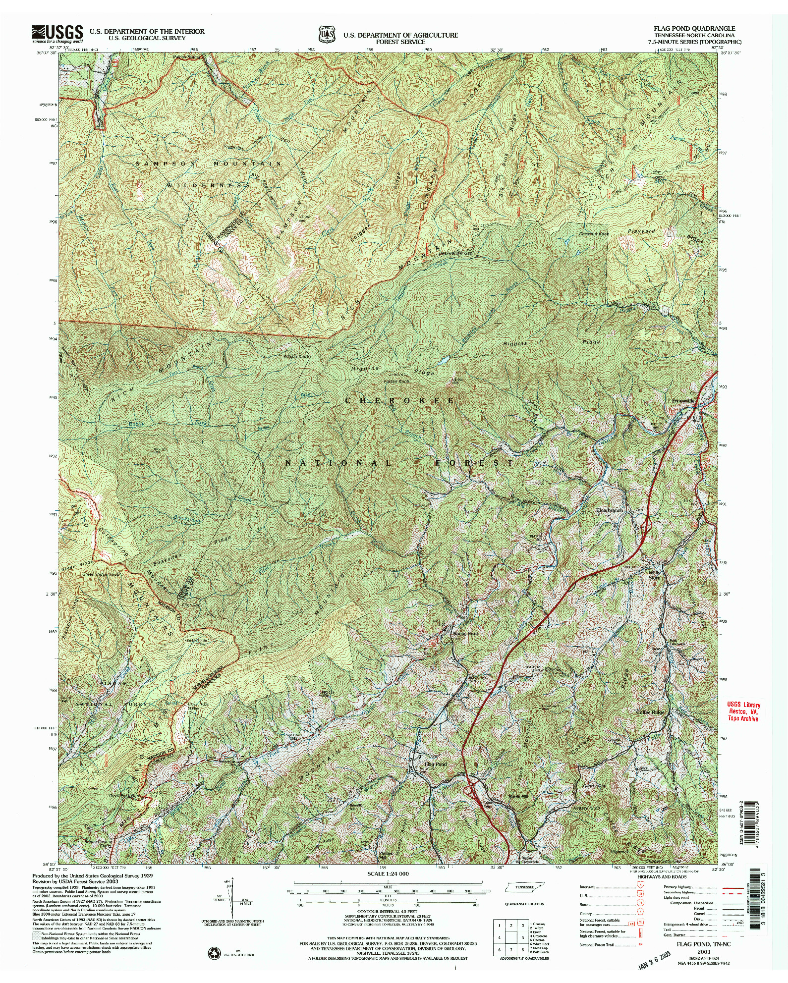 USGS 1:24000-SCALE QUADRANGLE FOR FLAG POND, TN 2003