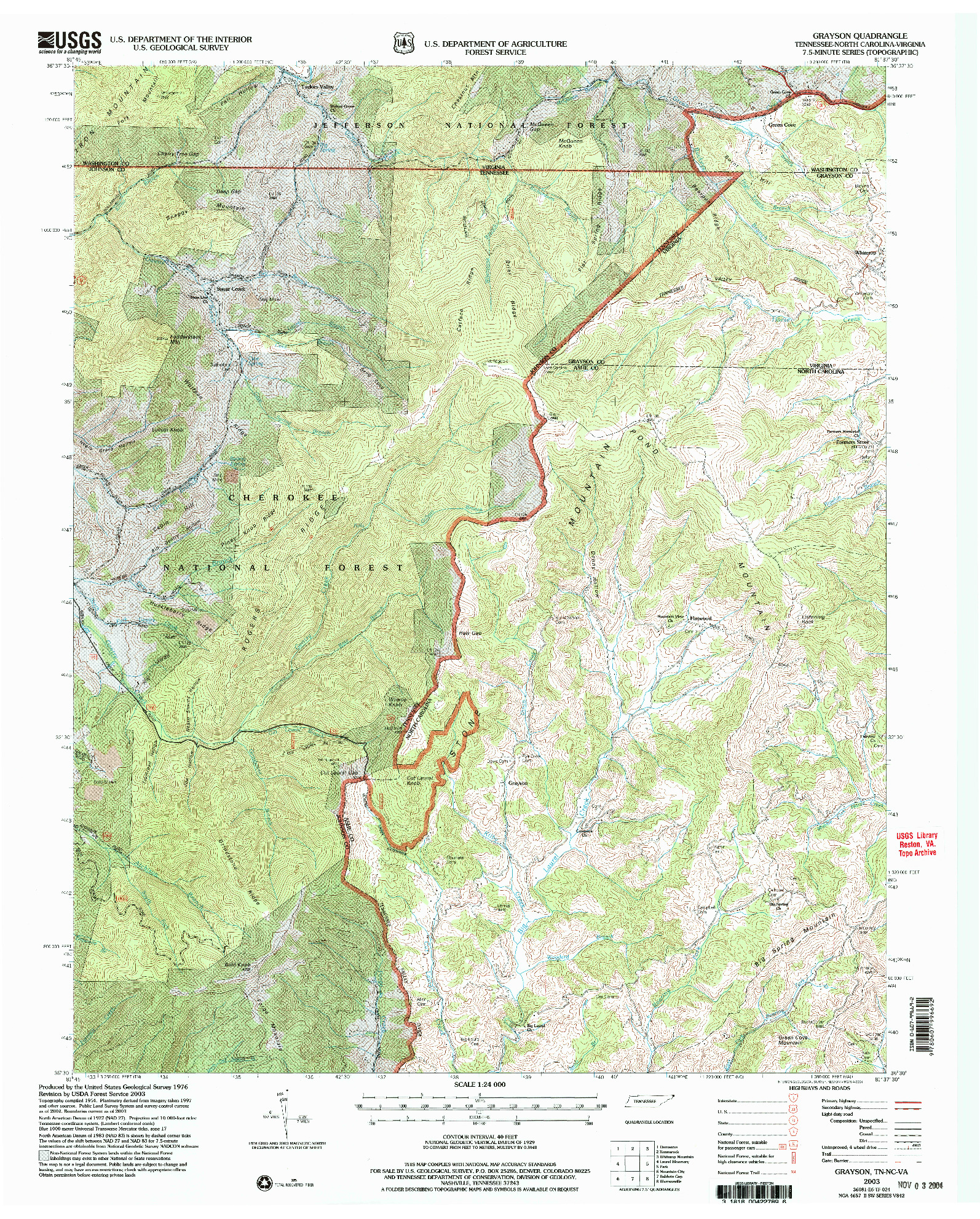 USGS 1:24000-SCALE QUADRANGLE FOR GRAYSON, TN 2003