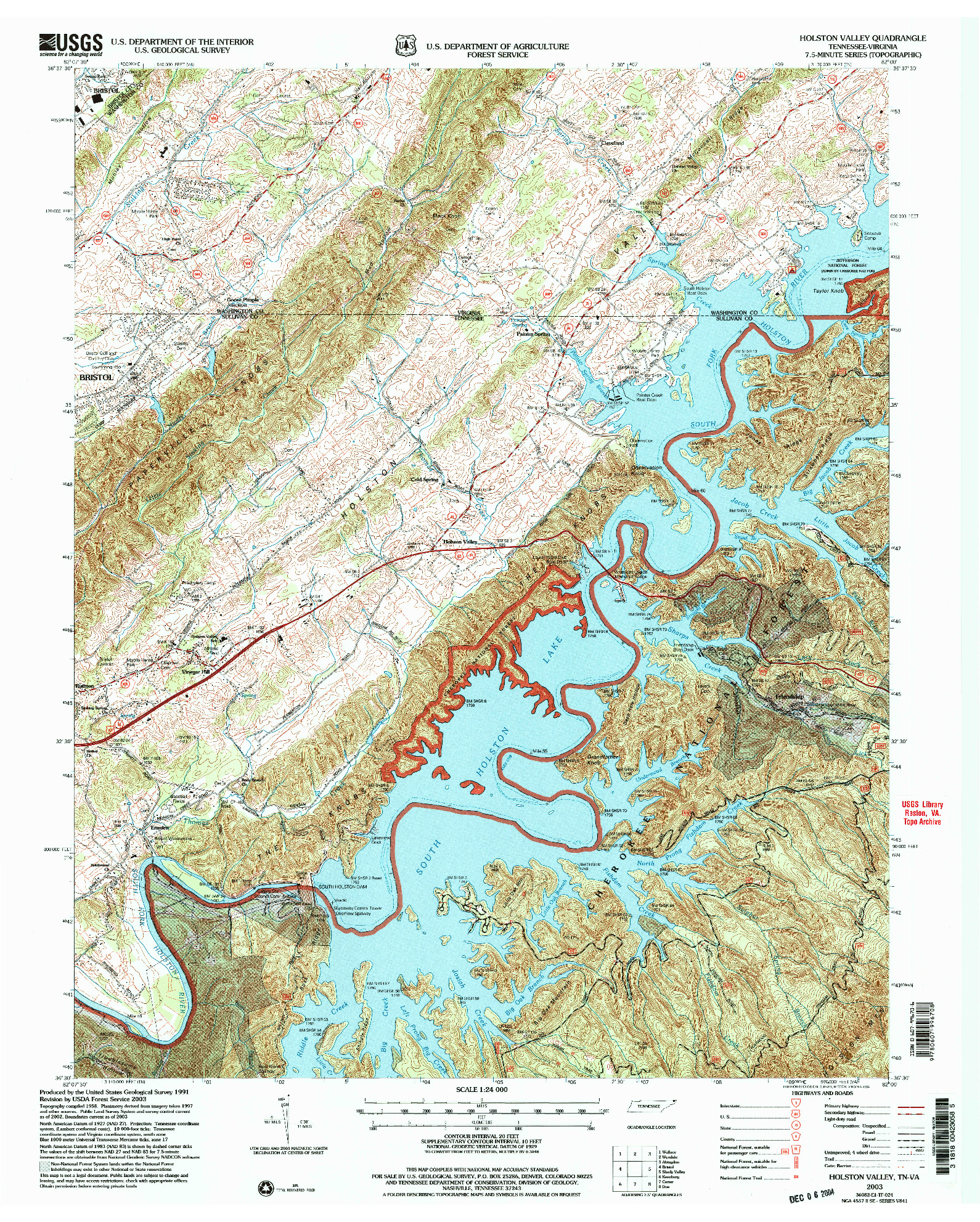 USGS 1:24000-SCALE QUADRANGLE FOR HOLSTON VALLEY, TN 2003