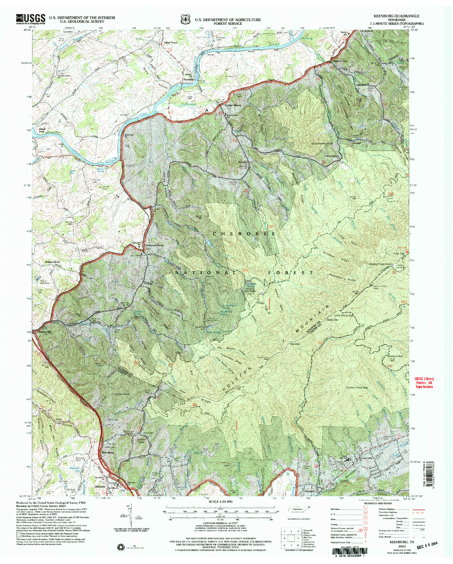 USGS 1:24000-SCALE QUADRANGLE FOR KEENBURG, TN 2003