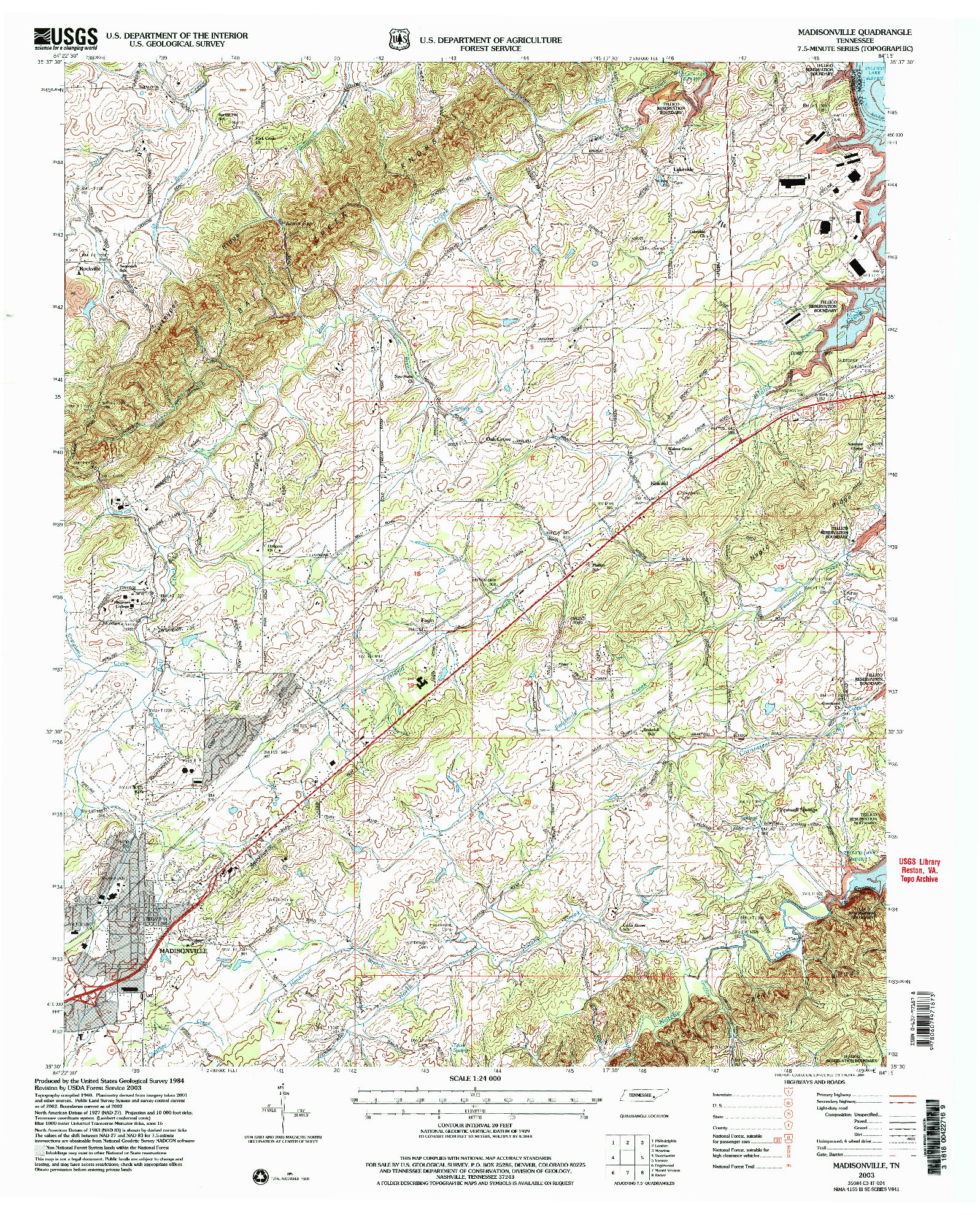 USGS 1:24000-SCALE QUADRANGLE FOR MADISONVILLE, TN 2003