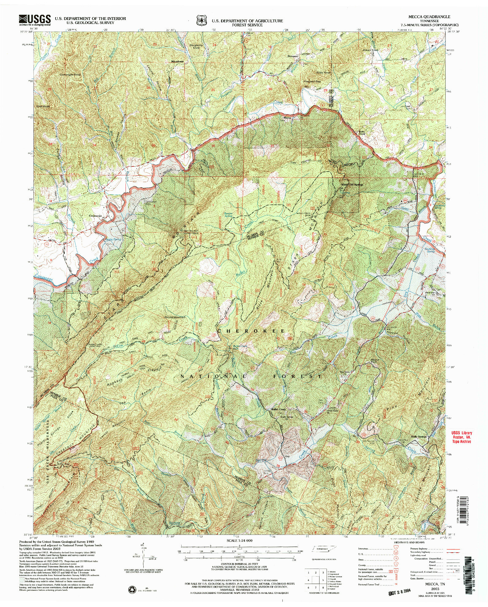USGS 1:24000-SCALE QUADRANGLE FOR MECCA, TN 2003