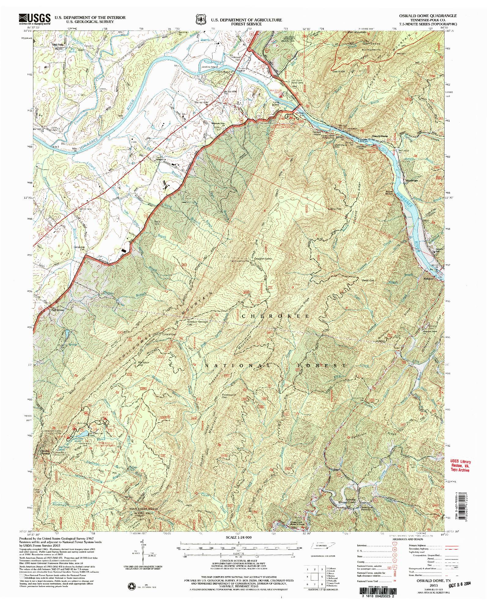 USGS 1:24000-SCALE QUADRANGLE FOR OSWALD DOME, TN 2003