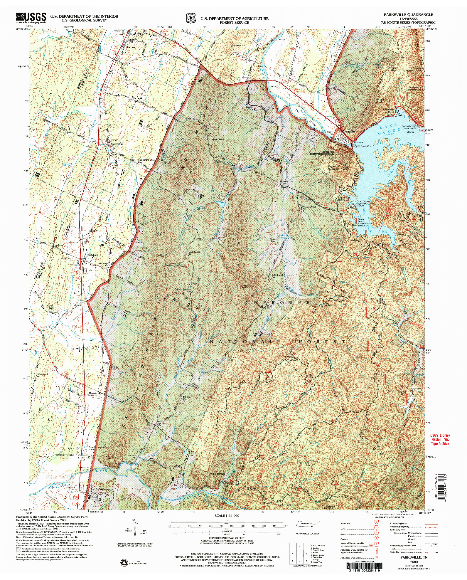 USGS 1:24000-SCALE QUADRANGLE FOR PARKSVILLE, TN 2003