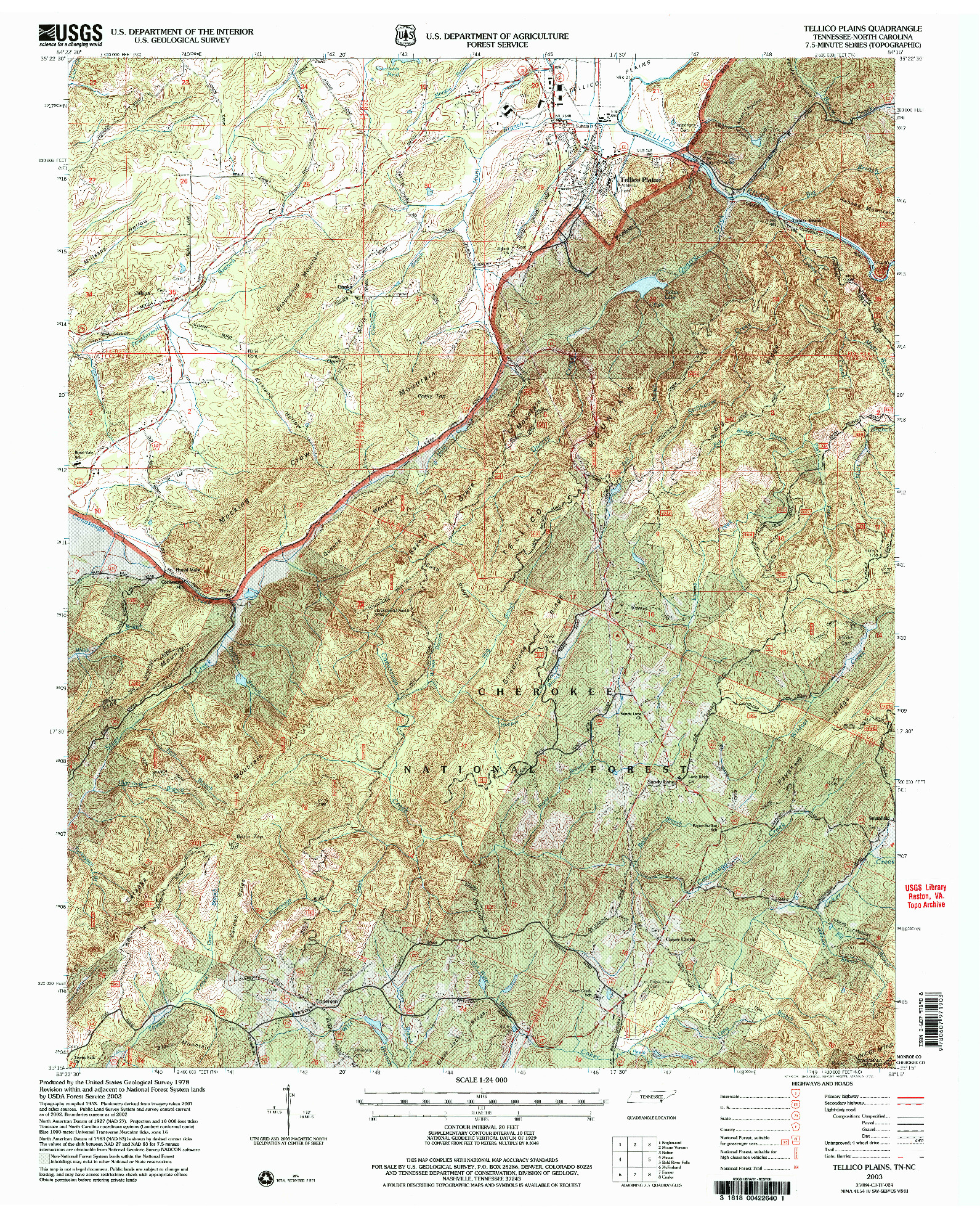 USGS 1:24000-SCALE QUADRANGLE FOR TELLICO PLAINS, TN 2003