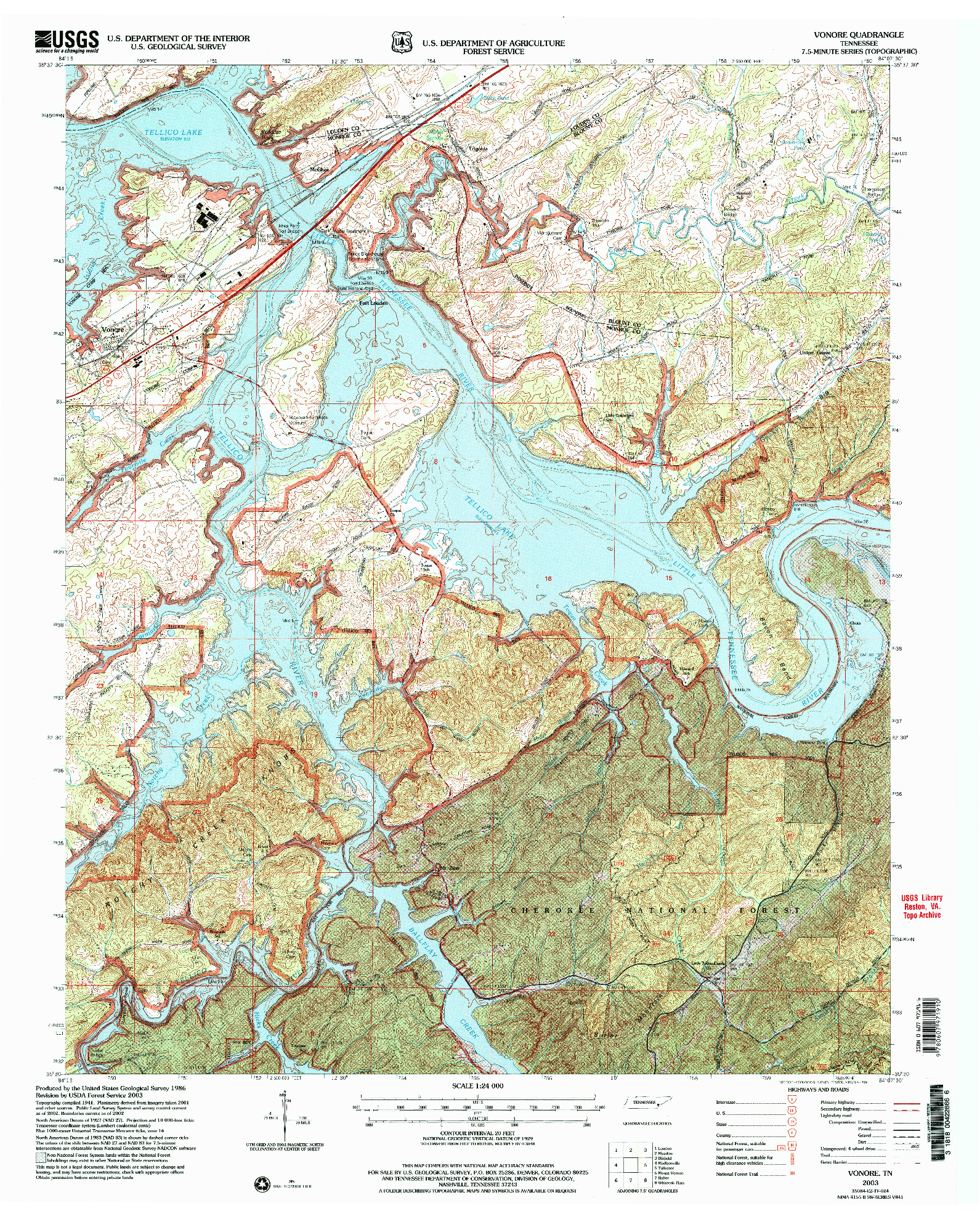 USGS 1:24000-SCALE QUADRANGLE FOR VONORE, TN 2003