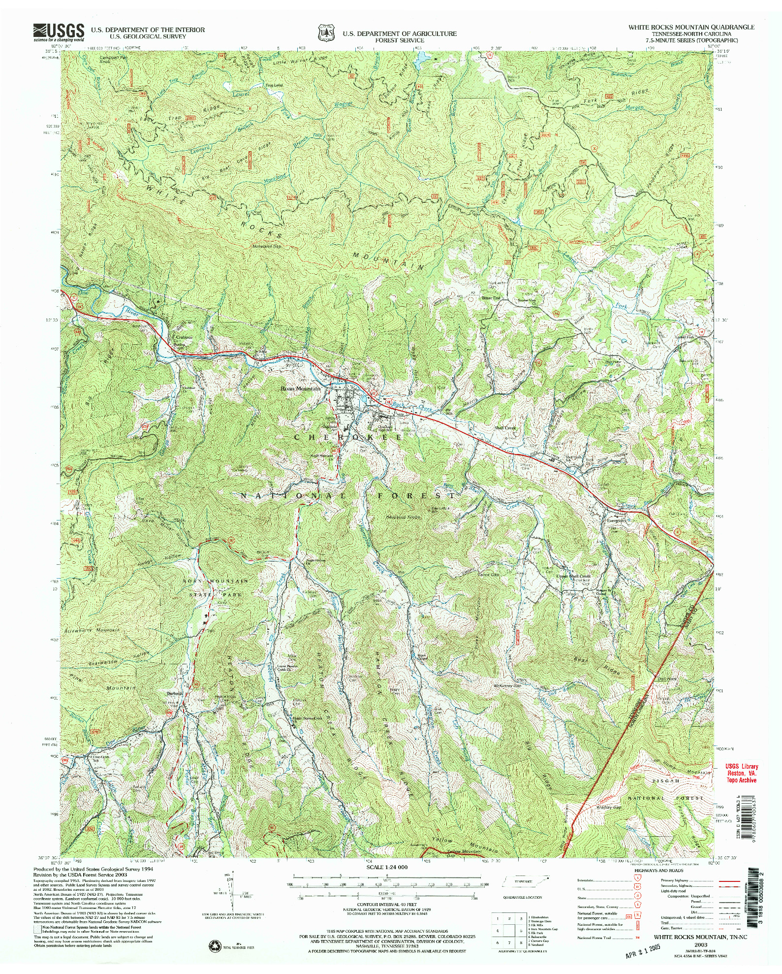 USGS 1:24000-SCALE QUADRANGLE FOR WHITE ROCKS MOUNTAIN, TN 2003