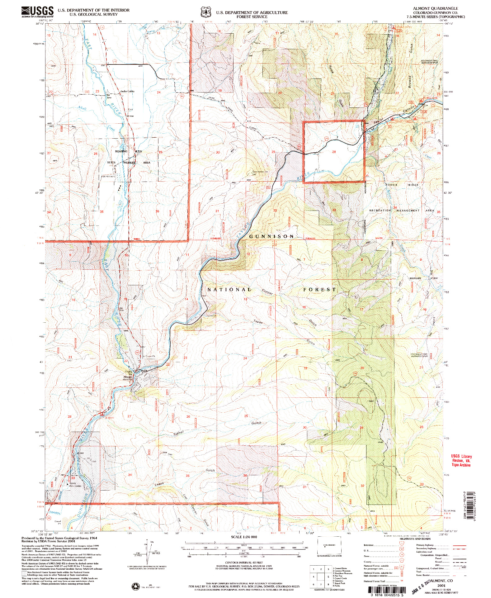 USGS 1:24000-SCALE QUADRANGLE FOR ALMONT, CO 2001