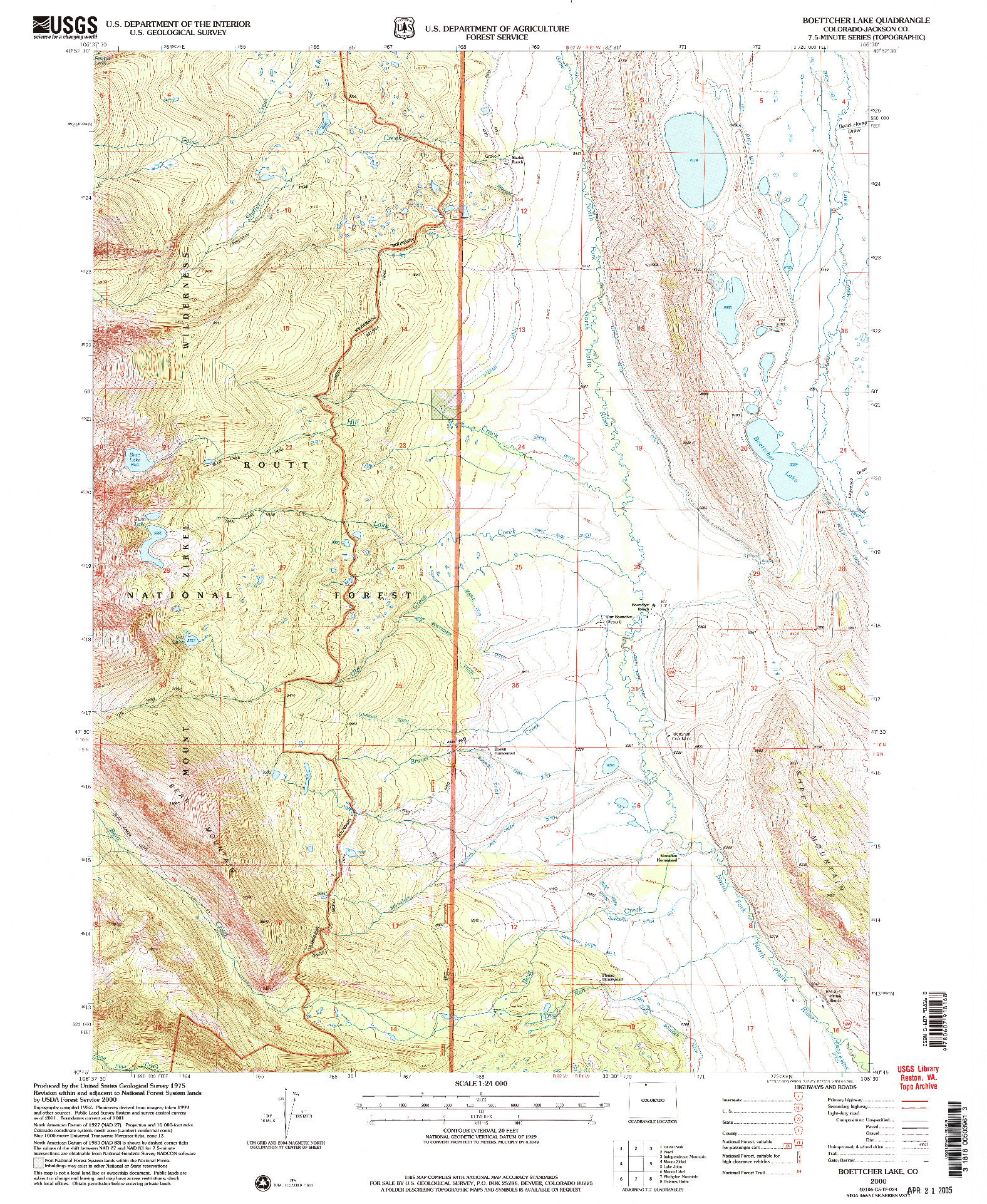 USGS 1:24000-SCALE QUADRANGLE FOR BOETTCHER LAKE, CO 2000