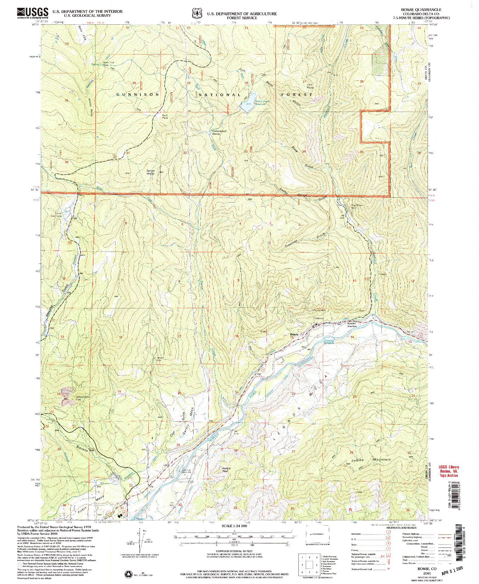 USGS 1:24000-SCALE QUADRANGLE FOR BOWIE, CO 2001