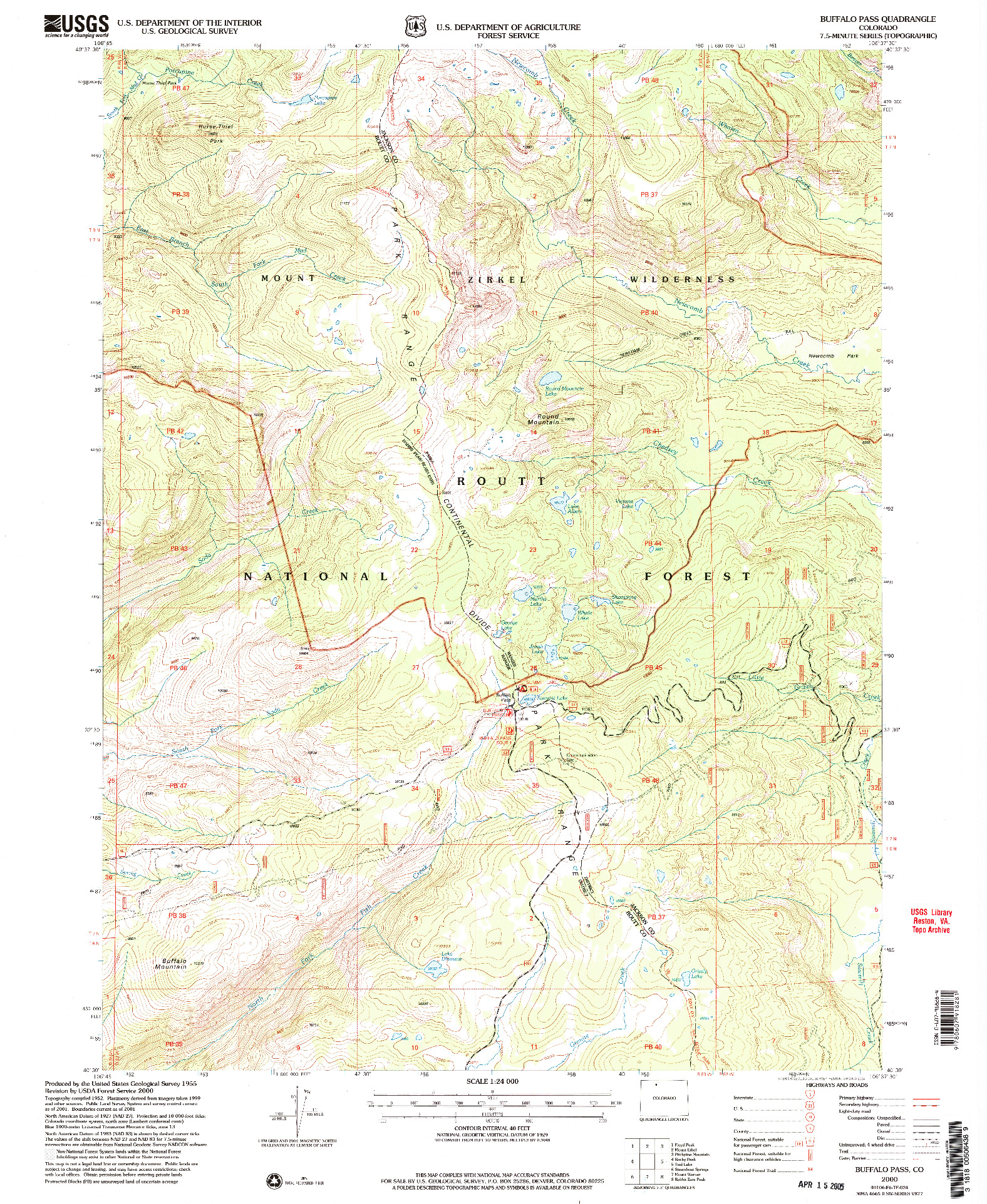 USGS 1:24000-SCALE QUADRANGLE FOR BUFFALO PASS, CO 2000