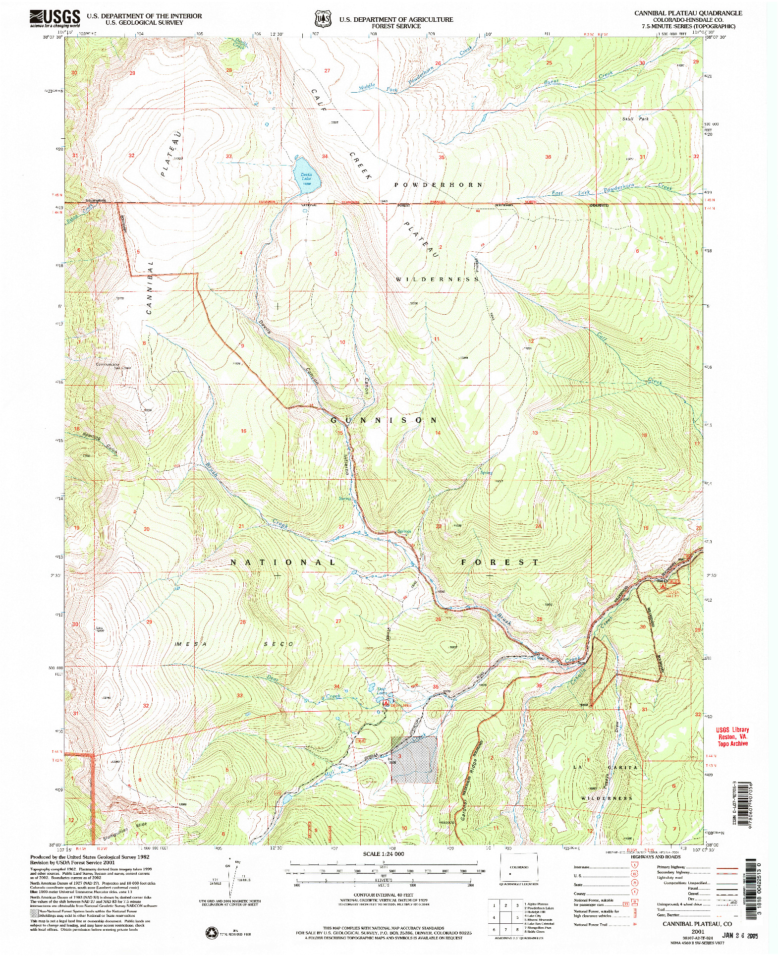 USGS 1:24000-SCALE QUADRANGLE FOR CANNIBAL PLATEAU, CO 2001