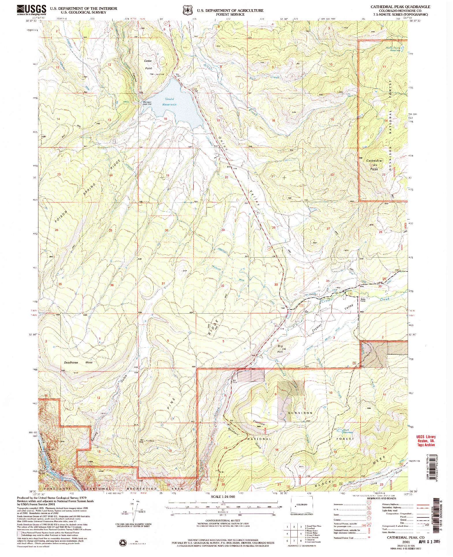 USGS 1:24000-SCALE QUADRANGLE FOR CATHEDRAL PEAK, CO 2001