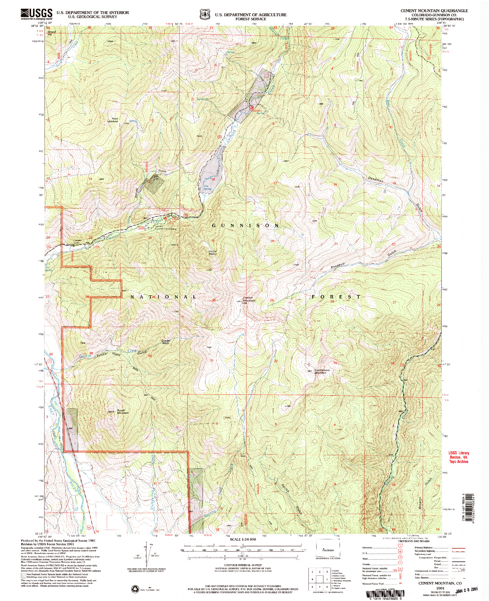 USGS 1:24000-SCALE QUADRANGLE FOR CEMENT MOUNTAIN, CO 2001