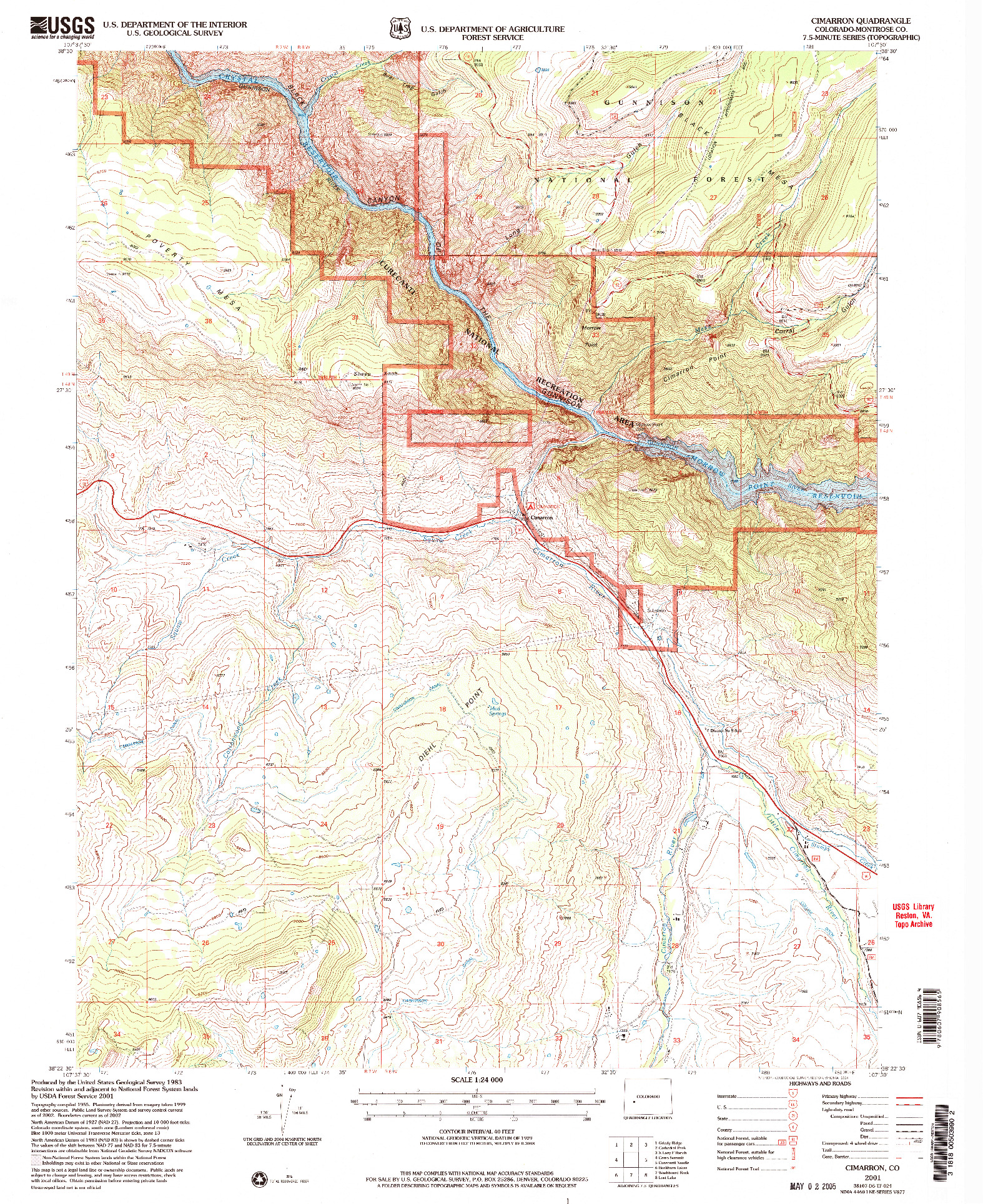 USGS 1:24000-SCALE QUADRANGLE FOR CIMMARON, CO 2001