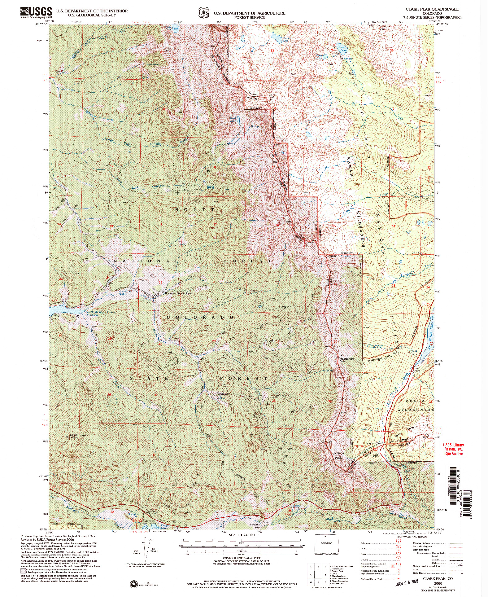USGS 1:24000-SCALE QUADRANGLE FOR CLARK PEAK, CO 2000