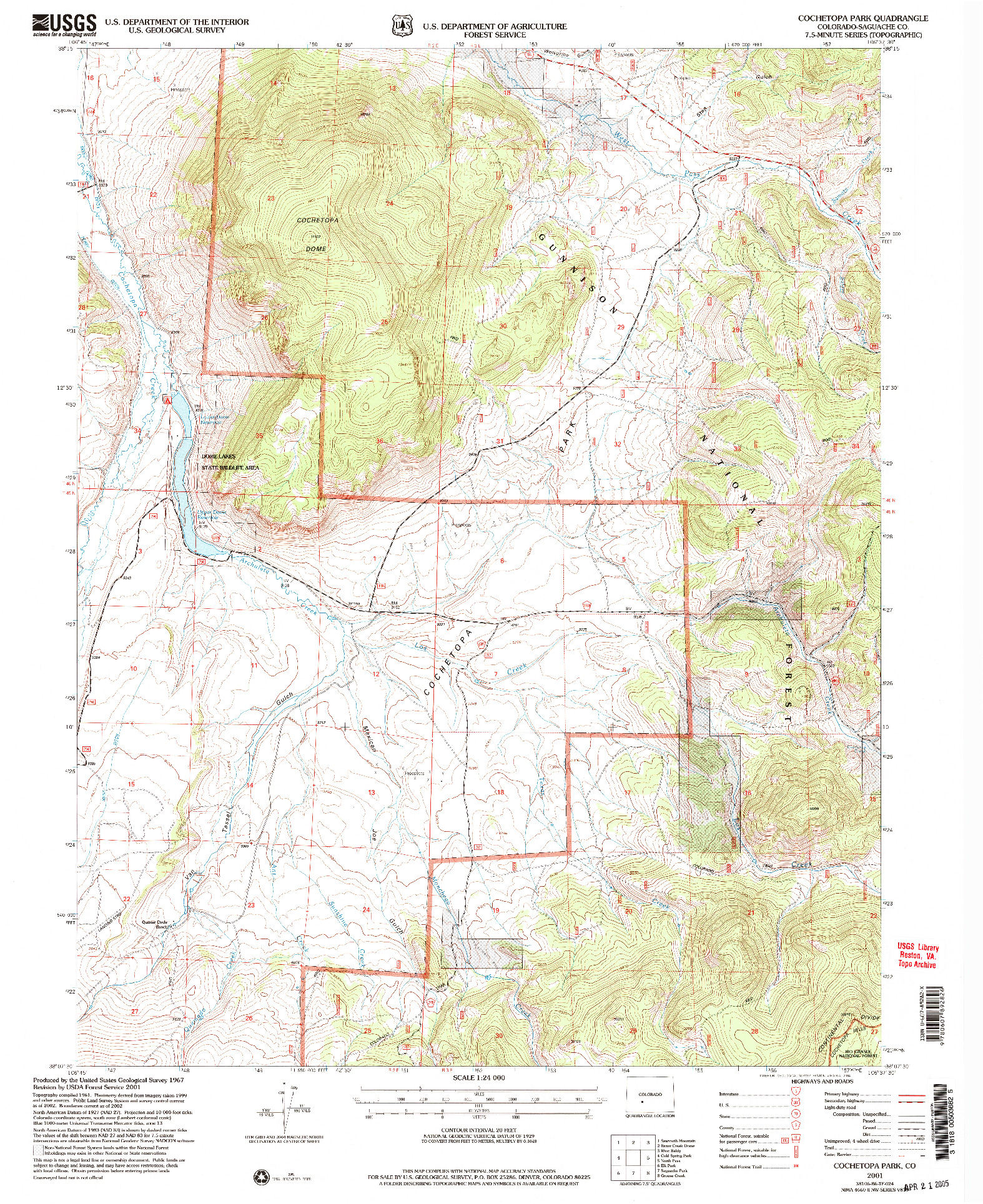 USGS 1:24000-SCALE QUADRANGLE FOR COCHETOPA PARK, CO 2001